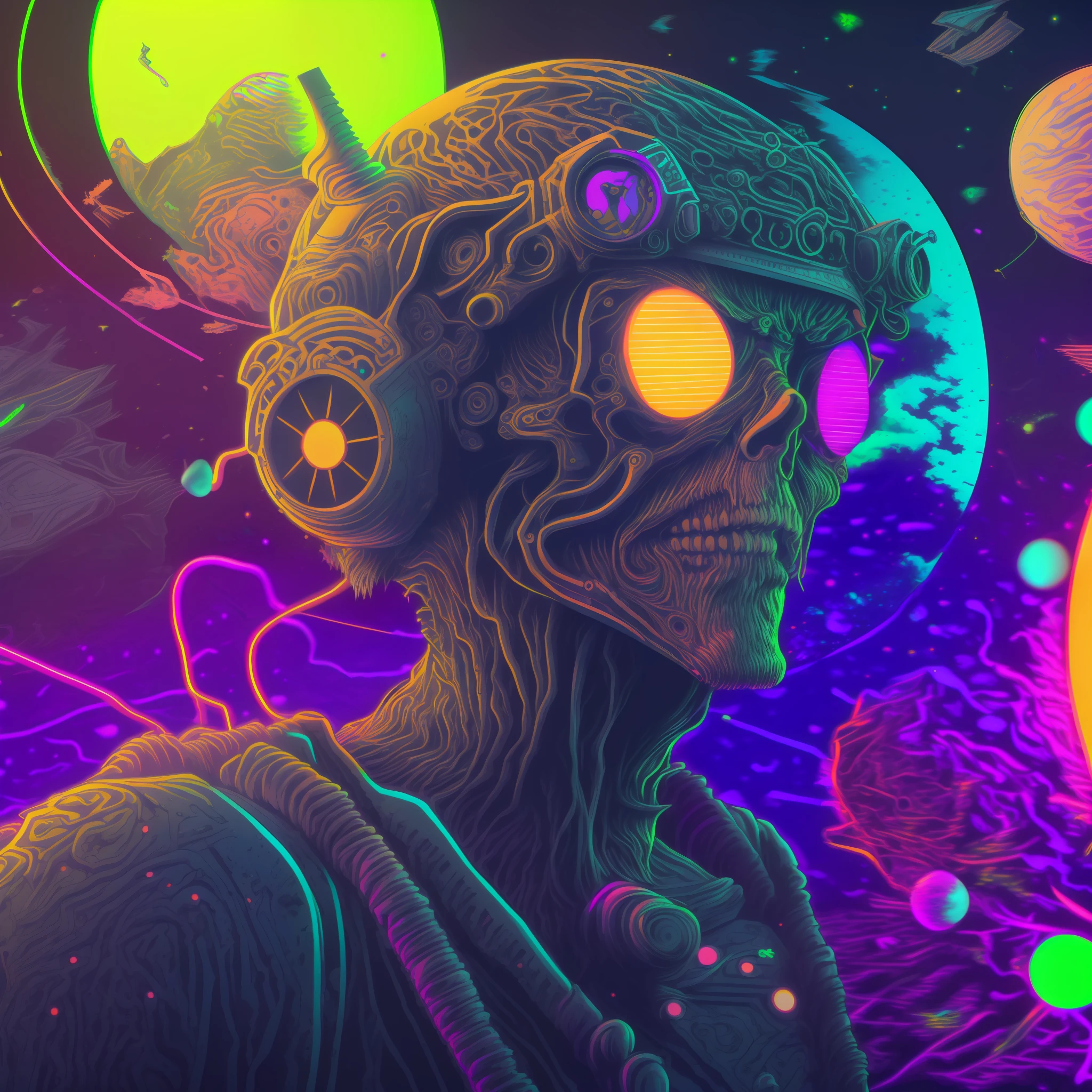 (extremely detailed CG unity 8k wallpaper, masterpiece, best quality, ultra-detailed)(an extremely delicate and beautiful), floating,
[(dynamic angle:1.1),(1alien),(neon colors:1.2+fluorescence),(bioluminescence)+(glowing eyes:1.3+multicolored eyes:1.2),(sparks:1.2+flying particles),(black