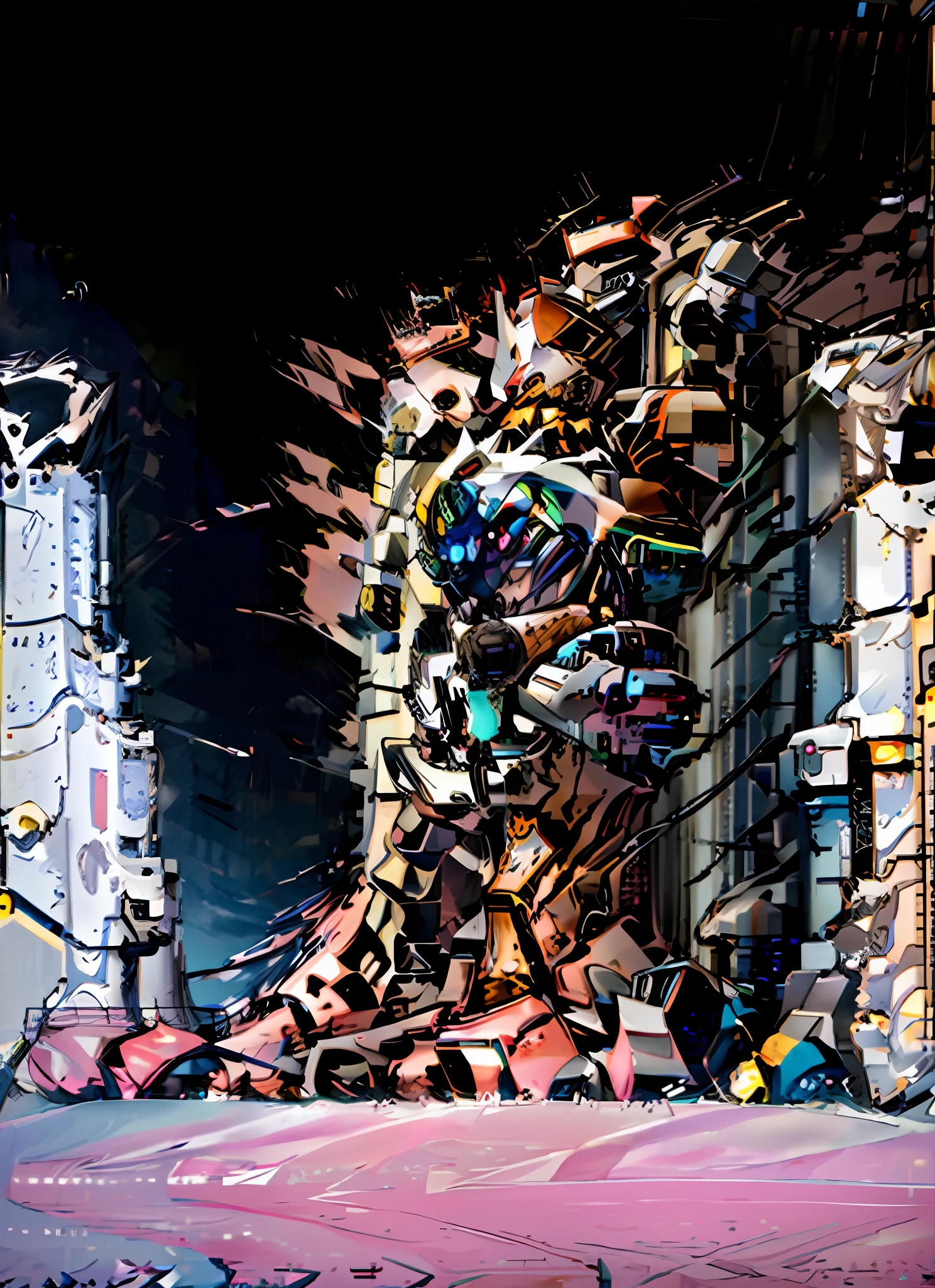 ((eva 08 BATMAN), evagod:1.1), evagenlion, concept design, science fiction character design, SCIENCE FICTION, giant robot, advanced metal and ceramic mechanism, accurate EVA 08 head details, high-tech, huge android (outdoor, sky, clouds), global lighting, edge light, octane rendering, ray tracing, 4k, best quality, masterpiece, high resolution, highly detailed, scientific anatomy, carbon fiber, titanium alloy, hyper-realistic, anatomical, beautiful background Tokyo-3, CG, unity, wallpaper, futurism, epic sense, end of the world, sci-fi fighter, giant machinery, correct perspective