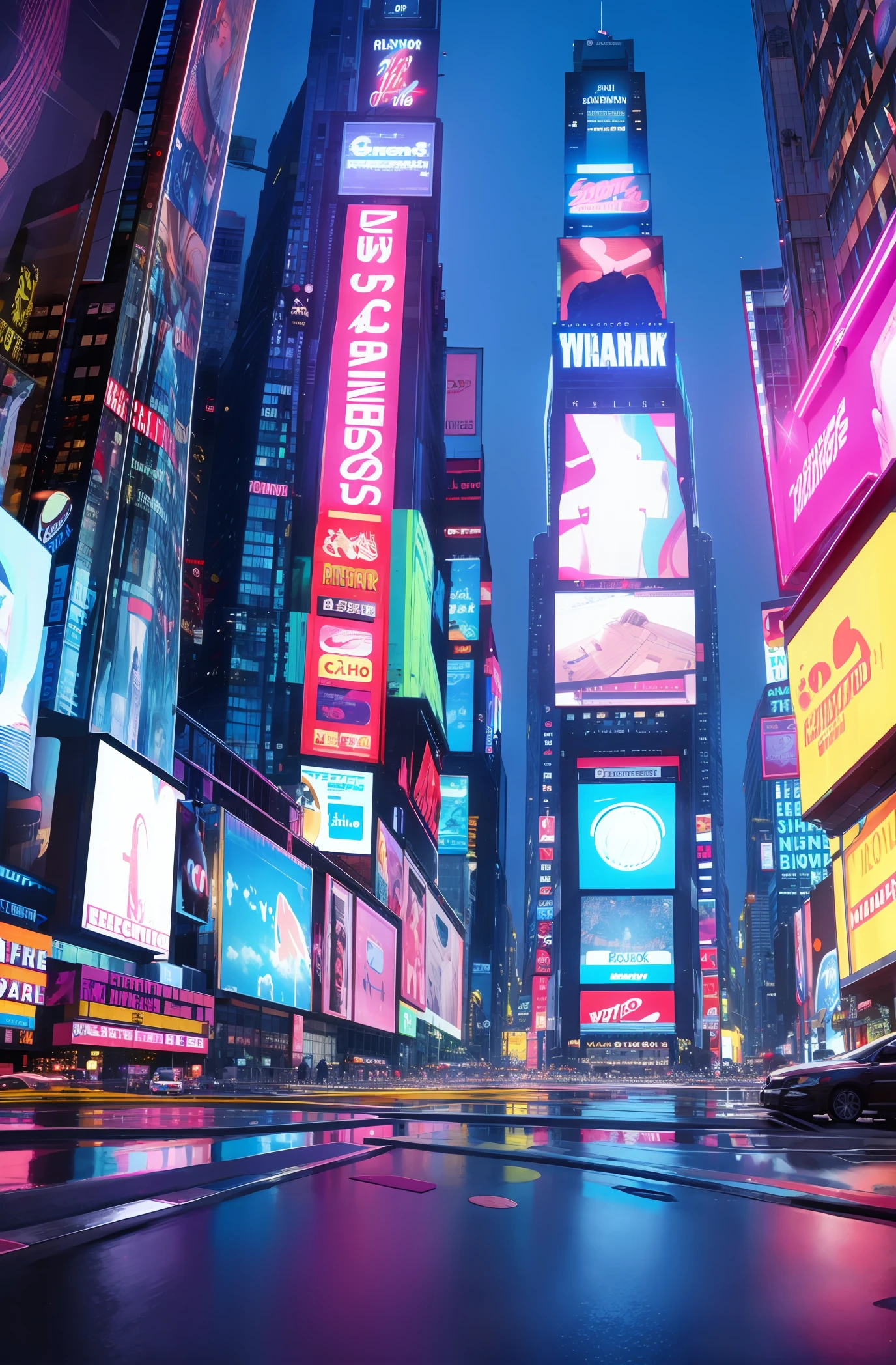 A half-in the middle of the street from Times Square