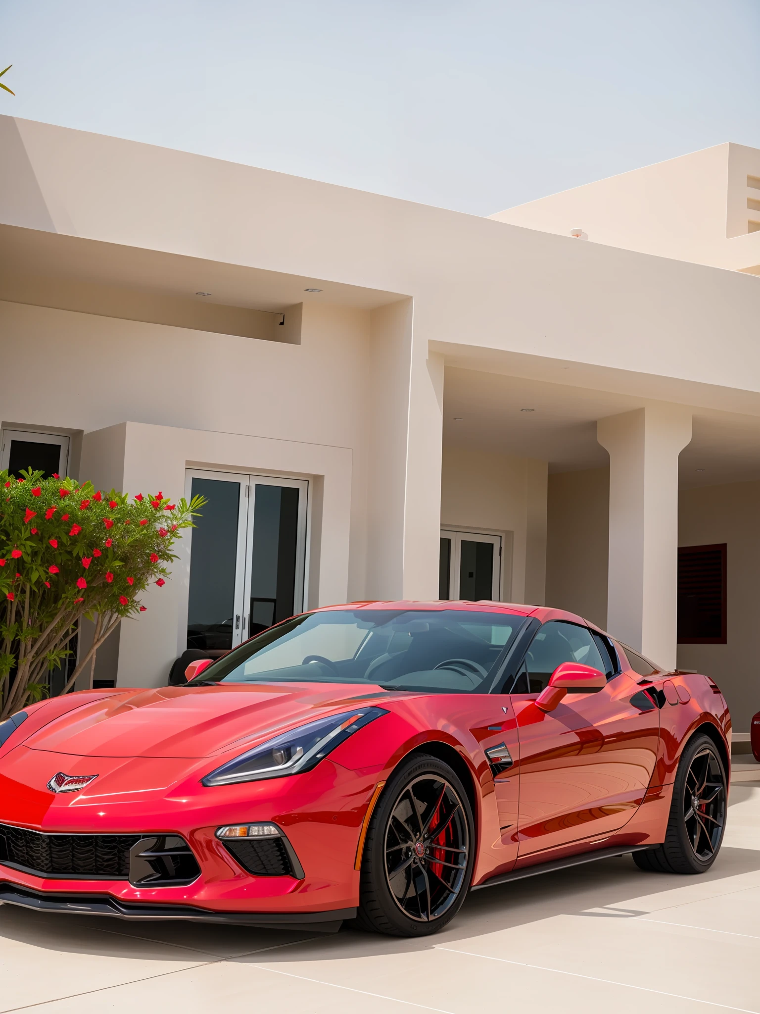 Red Corvette car in Dubai