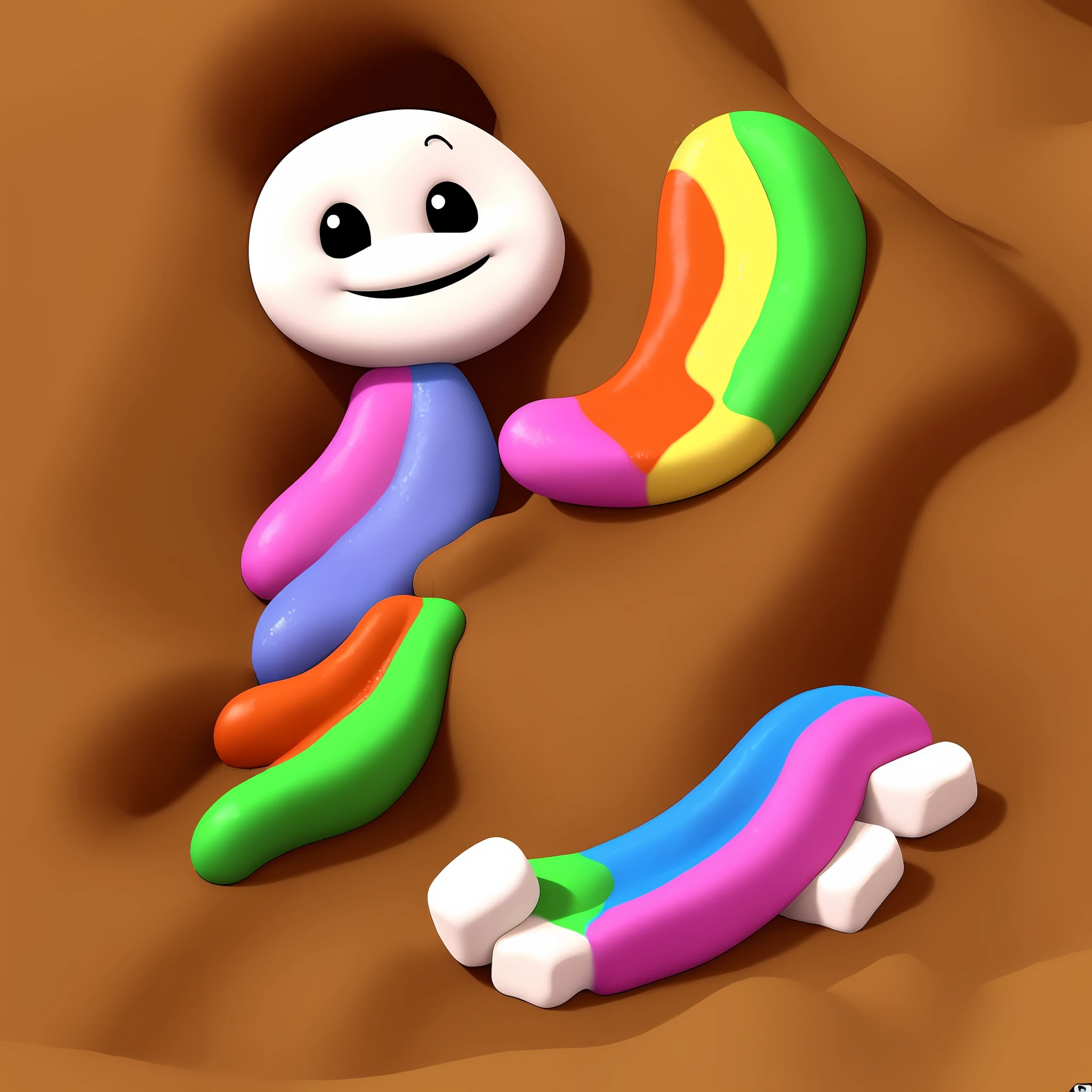 an anthill made from marshmallow candy’s animation,rainbow color,3D,upscales