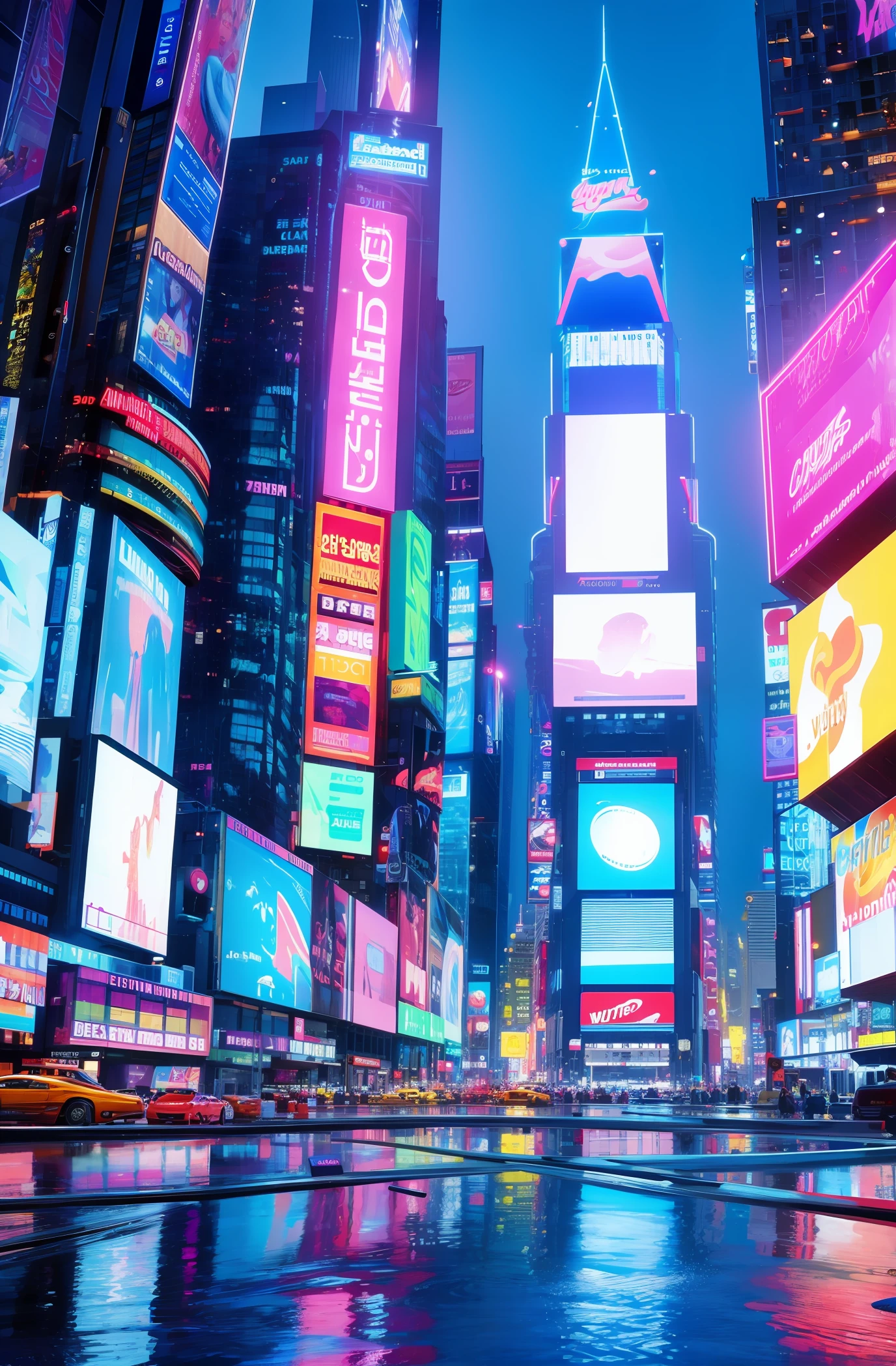 A clean photo of Time Square in 4K
