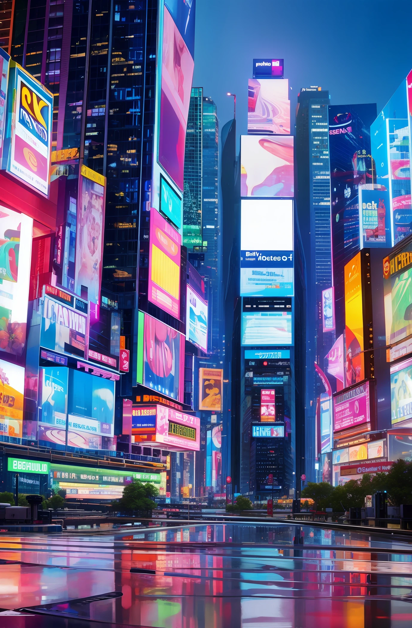 A clean photo of Time Square in 4K
