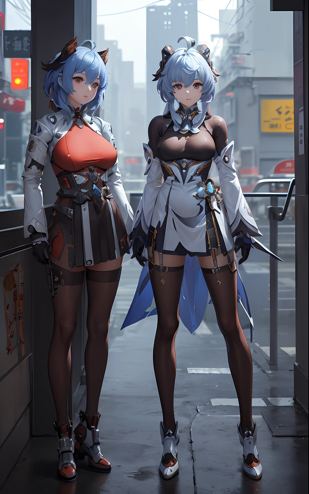 An anime girl wearing a jacket and a short skirt that is extremely delicate and realistic, she stands next to the magnificent mecha, and the girl with mecha network armor seems to be real in front of her eyes. Modeled on Guweiz-style artwork, based on the CyberPunk anime style, the creativity of digital cyberpunk anime art is perfectly presented, and trends on CGstation are revealed on the body. Through the creativity of artists such as Russell Dongjun Lu, guweiz, Ross Tran, etc., the digital cyber art full of CG sites is presented.