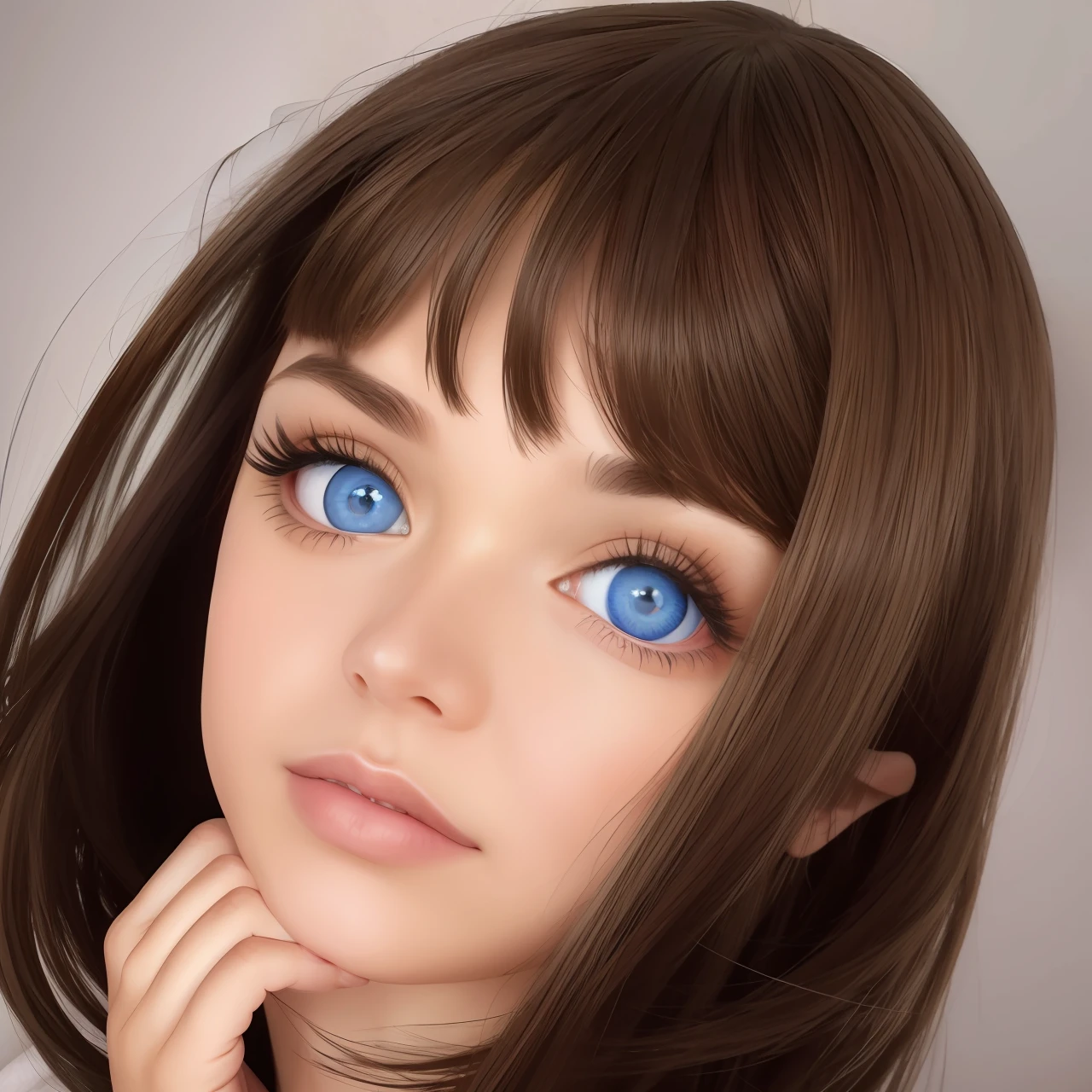 Brunette princess cut big eyes beauty