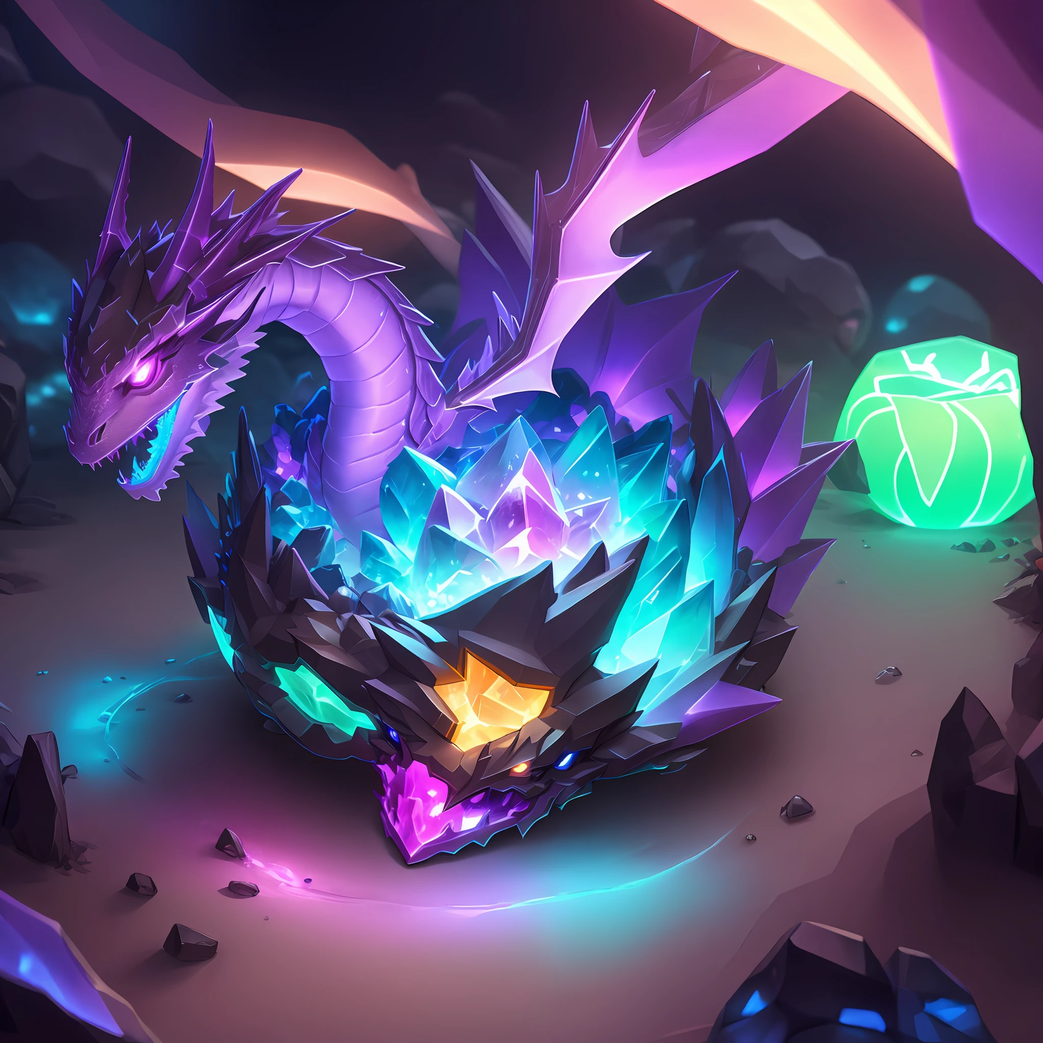 Neon dragon crystal nest