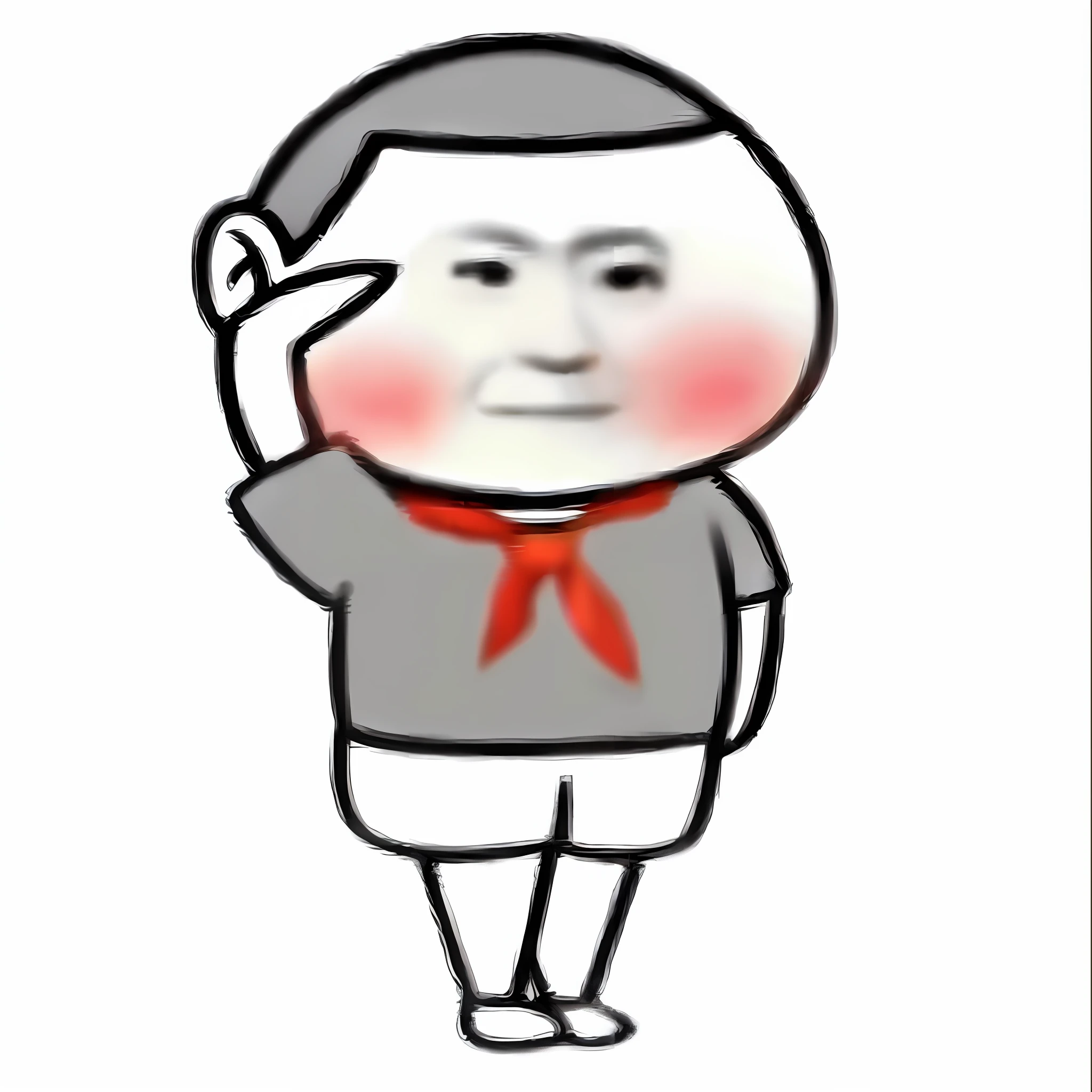 a cartoon of a man with a red tie and a gray shirt, inspired by Xi Gang, inspired by Chen Daofu, xi jinping as winnie the pooh, inspired by Li Tiefu, mao, inspired by Bian Shoumin, by Xi Gang, he‘s wearing a red neckerchief, chairman mao, inspired by Dong Yuan