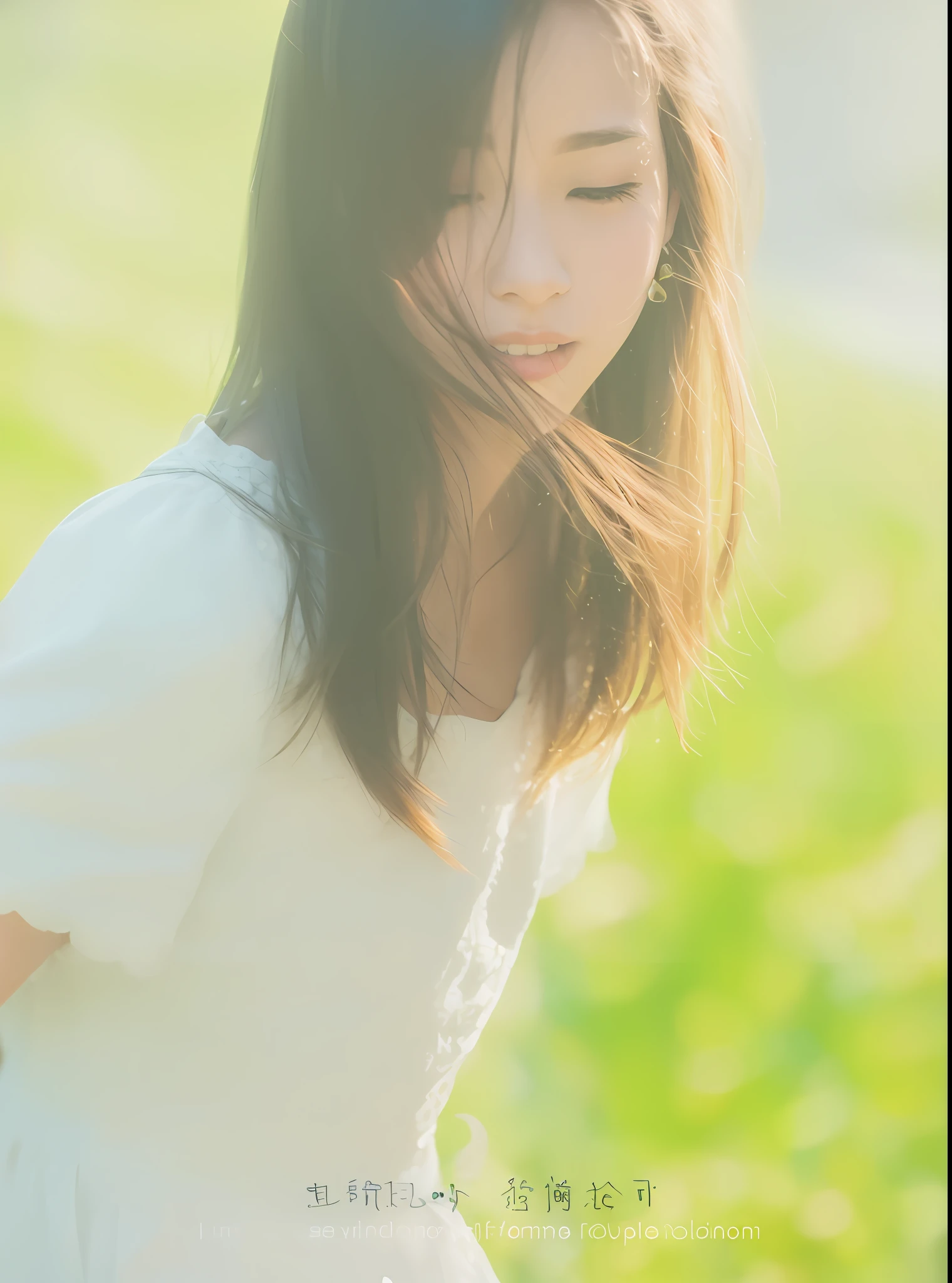 arafed woman in a white dress standing in a field, soft light from the side, summer morning light, soft morning lighting, in a sunny day, soft morning light, on a sunny day, with ethereal light, chiho, sunny morning light, blur dreamy outdoor, hot with shining sun, soft backlight, in soft dreamy light at sunset, portrait soft light