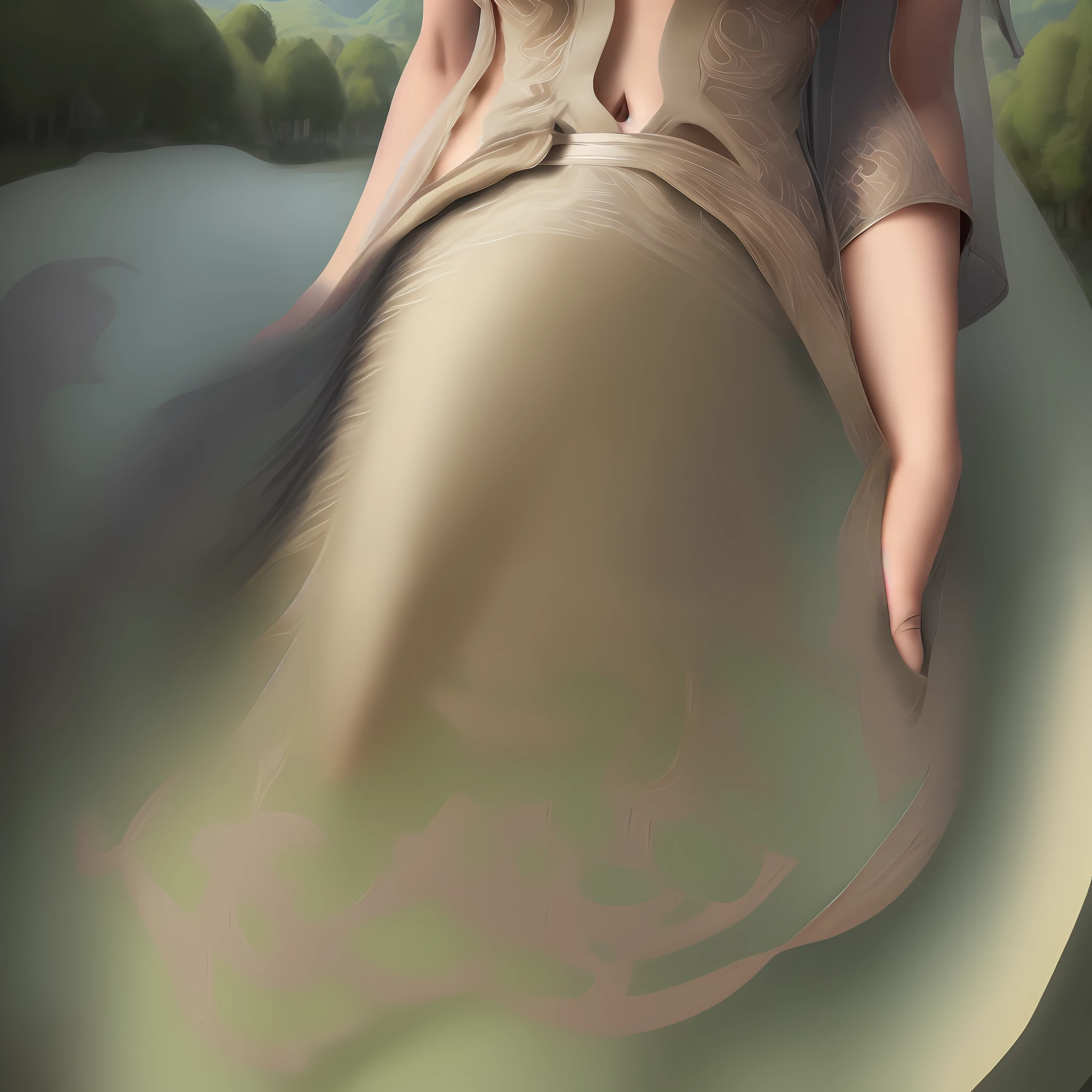 (Very detailed CG unified 8k wallpaper, high detail, intricate, bold, very sexy, full body photo of Javanese daughter in a transparent gauze dress in a rural village), (medium breasts, tight fit, puffy, sexy smile, very detailed face, realistic lips, solo, dramatic), (open shirt, masterpiece, best quality)