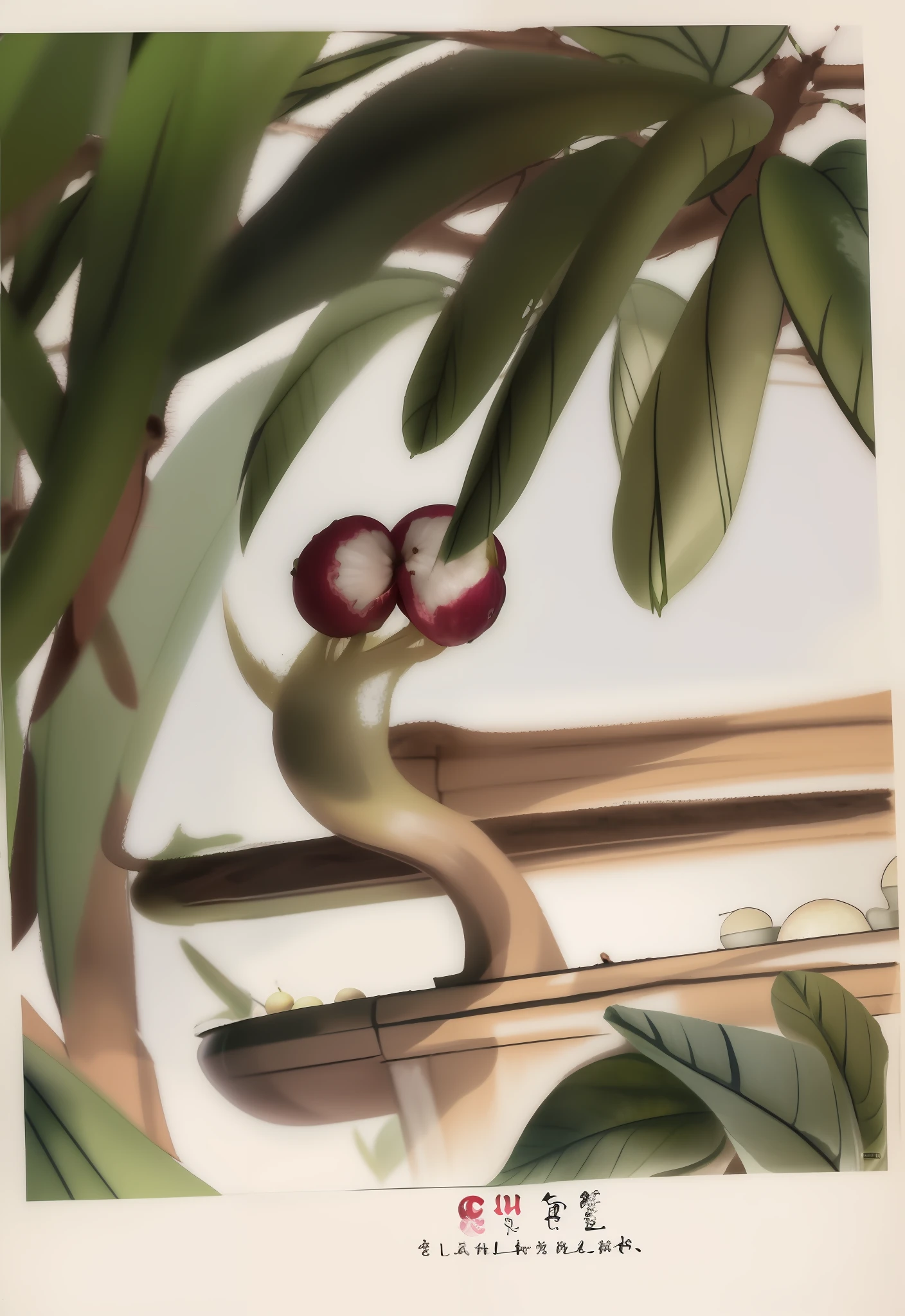 Organic lychee, longan advertising design drawing