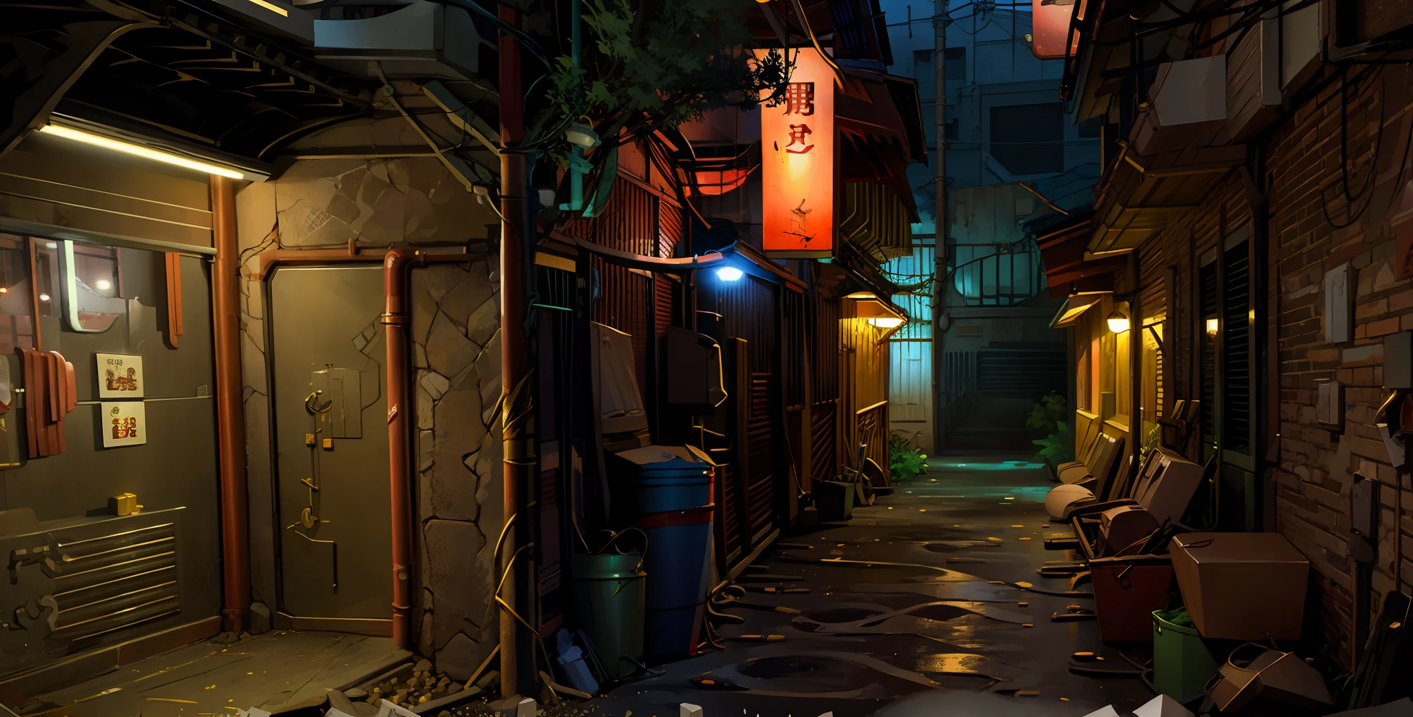 Cyberpunk alley, scene concept design