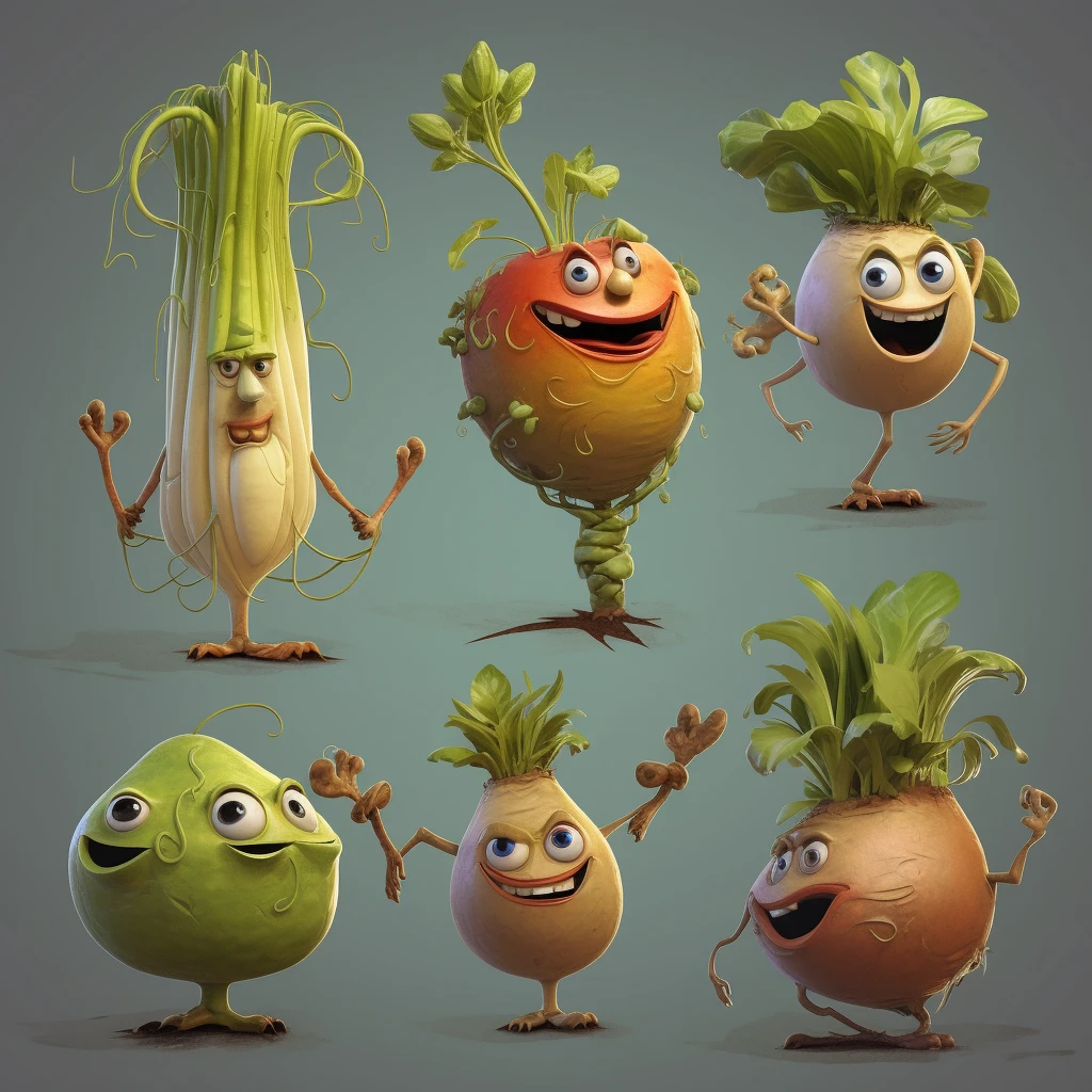 Character design for anthropomorphic plants (potato warriors), Pixar style, with (detailed), fantastical, surreal and (cute)) art styles that are both ((fun)) and artistic. The character is popular on art websites and has soft 8K HD ambient lighting. The character is inspired by Plants vs Zombies.