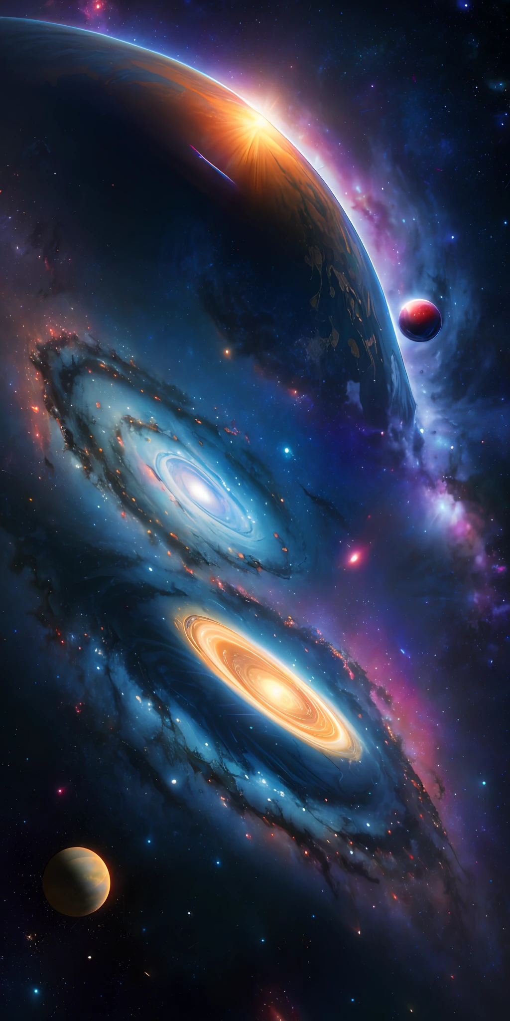 masterpiece, best quality, high quality, extremely detailed CG unity 8k wallpaper, Depth of Field, HDR,,Photorealistic,extremely detailed, Intricate, High Detail, universe, space, galaxy, stars, planets, astronomy, cosmos, celestial, nebula, black hole, solar system, cosmic rays, supernova, deep space, astronomical objects