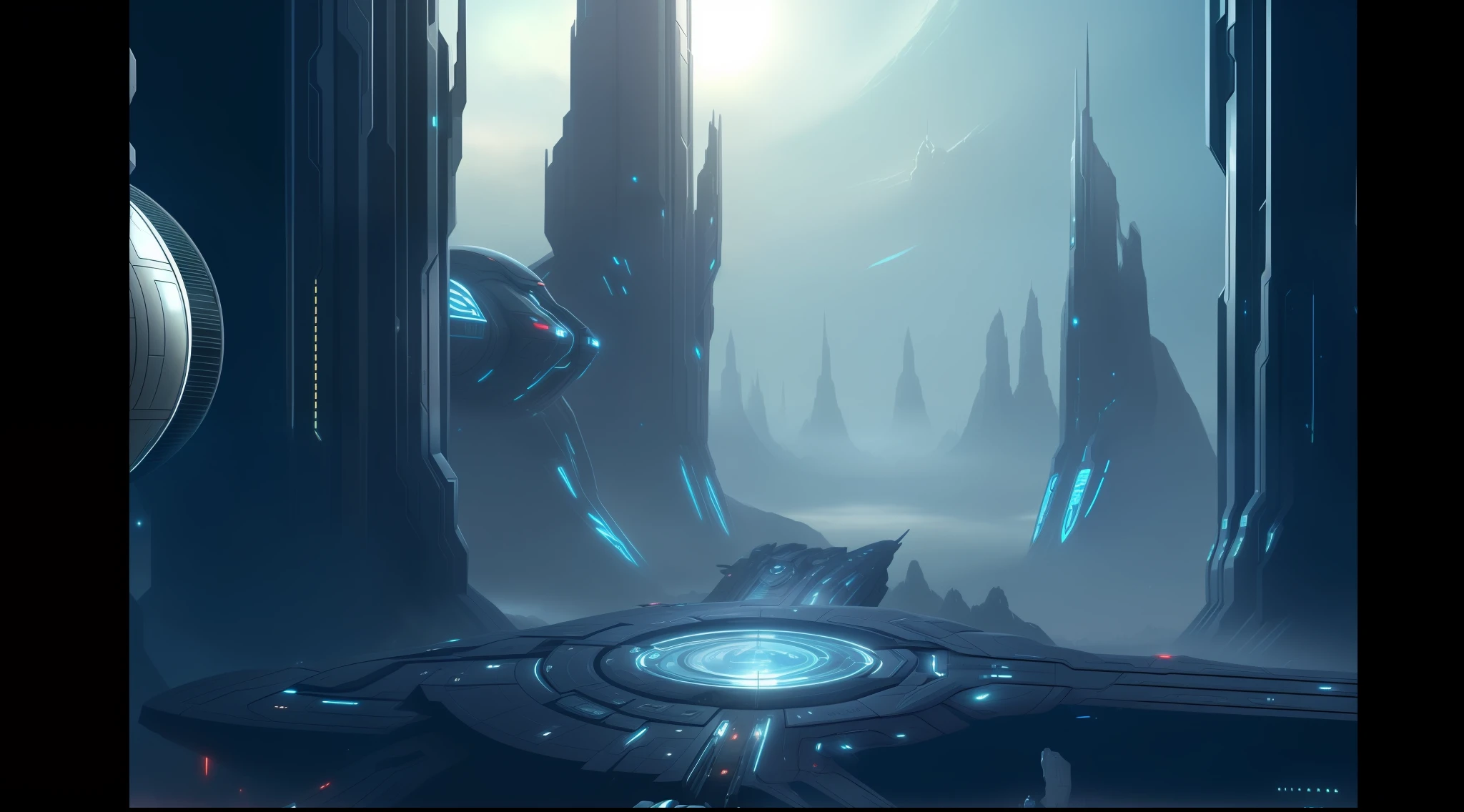 futuristic sci - fi art of a sci - fi city with a futuristic spaceship, futuristic environment, sci-fi digital painting, futuristic setting, sci fi digital painting, in fantasy sci - fi city, scifi environment, sci fi landscape, sci-fi landscape, scifi landscape, sci - fi landscape, sci-fi fantasy wallpaper, sci-fi fantasy desktop wallpaper