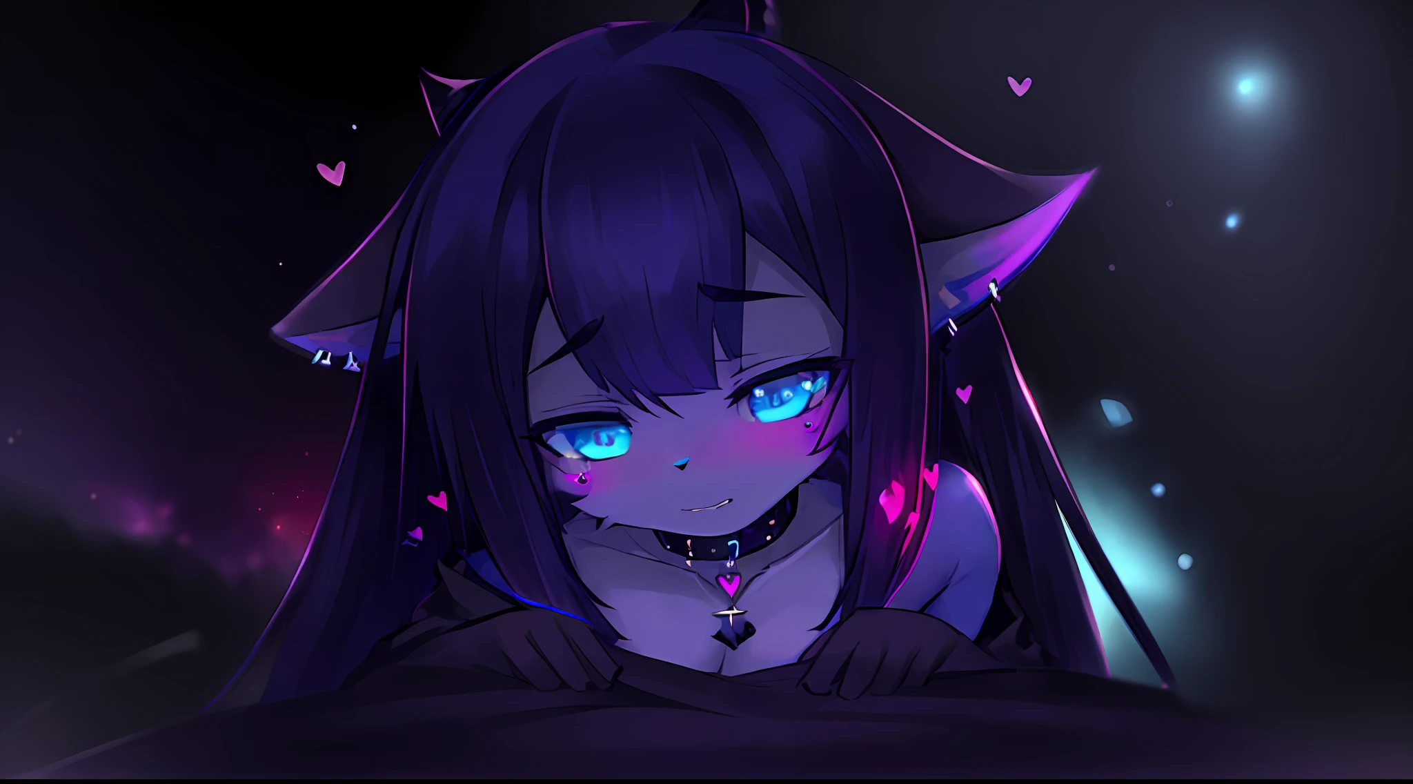 Snow fox, Succubus, Vampire, Deep dark blue hair, Succubus sexual tattoo, Deep dark blue jacket, Demon sexual tattoo, Nude, Deep dark blue Earphones, Young girl, Young, Full body, Fur body, Collar, Long hair, Character, Necklace, Furry, Winter, Space time, Soft, Lofi, Master plece, fox ears, fox ears, shy, shy, sleepy, Surrealism, 8k, super detail, full Succubus sexual tattoo, full Demon sexual tattoo, blue eye, glow eye, succubus sexual tattoo 100%, demon sexual tattoo 100%, shy, vampire tooth, NSFW, glow succubus sexual tattoo,4 fox ears, deep dark blue fox ears, light blue twintails, heart-shaped eyes, 10 year, femboy, shota, succubus tail, cloth glove, succubus of love, star eye