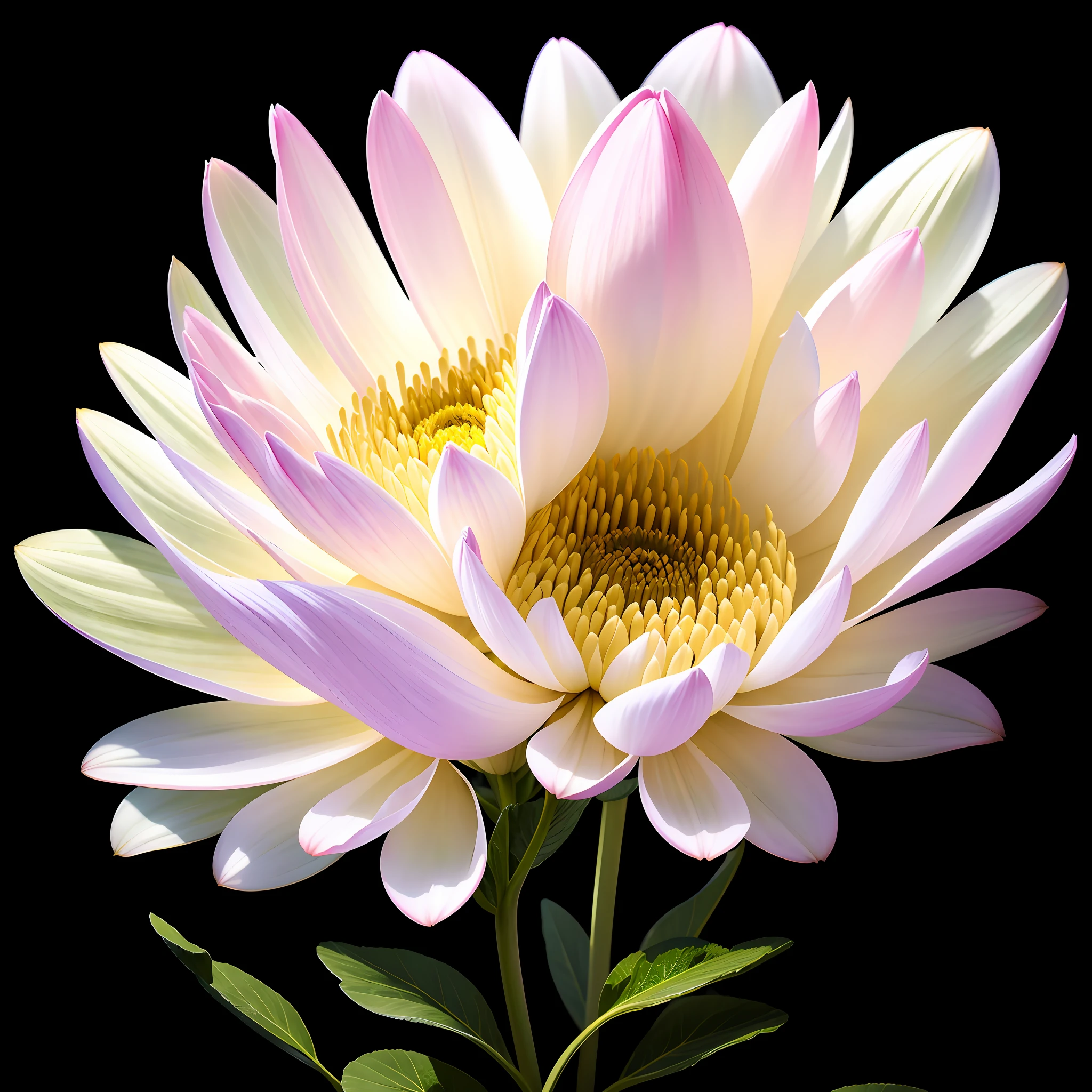bouquet of delicate flowers Chrysanthemum, super transparent, holy light, beautiful spectral light, petals glow, flashing, dark background, transparent light drops, reflective light, bright, light flowing in, optics, portrait profile, sharp focus, magical, intricate, ultra realistic, fantasy, composition, light, trend in artstation, pearl, silver vapor patronus cloud, family of corrosive enveloping rays, 8k, ureal air 23v4 uplight