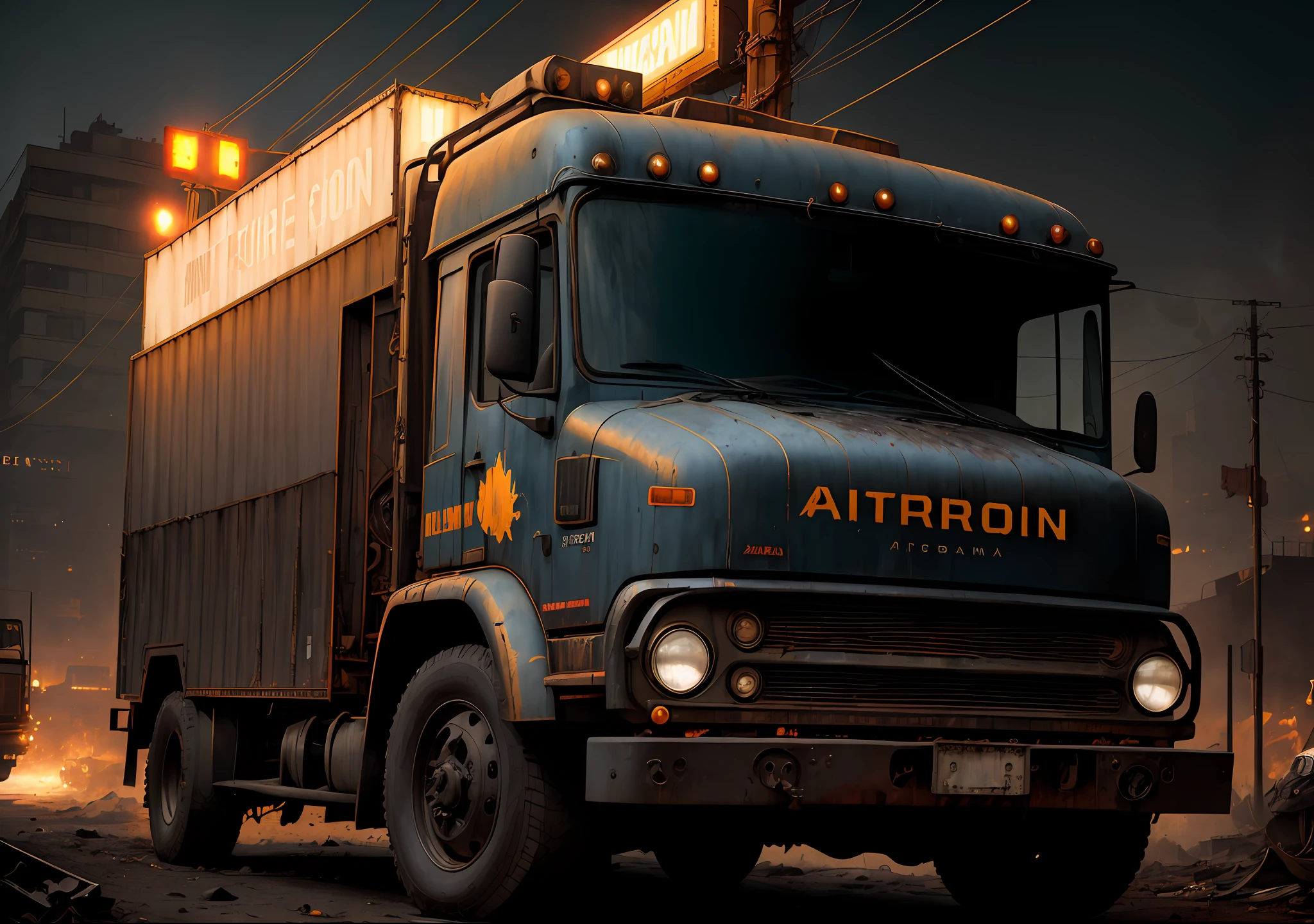 MORGAN FREEMAN FURIOUS dark: with the body covered, sitting next to an old truck, realistic epic, portrait of Halo, Atey Ghailan, Greg Rutkowski, Greg Tocchini, James Gilleard, Joe Fenton, Kaethe Butcher, yellow gradient, black, brown and magenta color scheme, grunge aesthetic!!! Graffiti brand wall background, art by Greg Rutkowski and Artgerm, soft cinematic light, Adobe Lightroom, Photo Lab, HDR, intricate, highly detailed, (depth of field: 1.4), faded, (neutral colors: 1.2), (HDR: 1.4), (soft colors:1.2), hyperdetailed, (Artstation:1.4), cinematic, warm lights, dramatic light, (intricate details:1.1), complex background, (Rutkowski:0.66), (blue and orange:0.4)