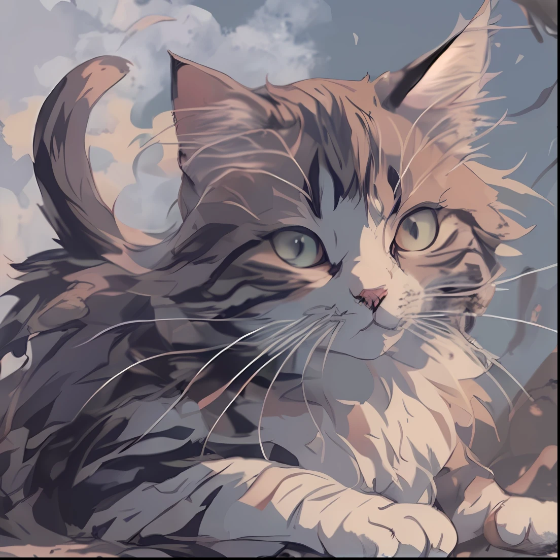 1cat, Maine, anime cat, cute detailed digital art, realistic anime cat, cat. Digital painting, digital painting highly detailed, anime visual of cute cat, detailed digital anime art, digital illustration style, highly detailed vector art, highly detailed digital painting, digital art on pixiv, cat detailed