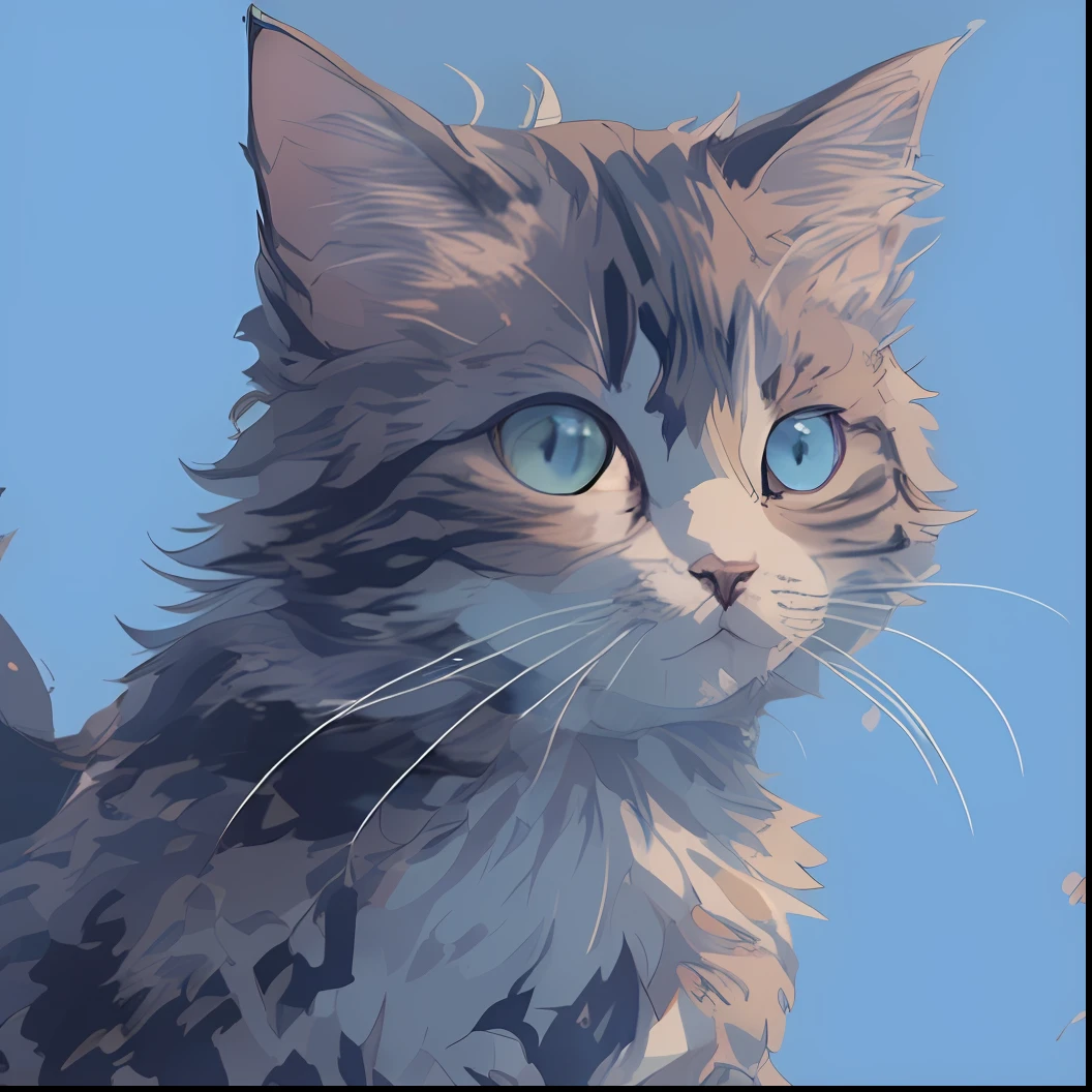 1cat, Maine, anime cat, blue background, cute detailed digital art, realistic anime cat, cat. Digital painting, digital painting highly detailed, anime visual of cute cat, detailed digital anime art, digital illustration style, highly detailed vector art, highly detailed digital painting, digital art on pixiv, cat detailed