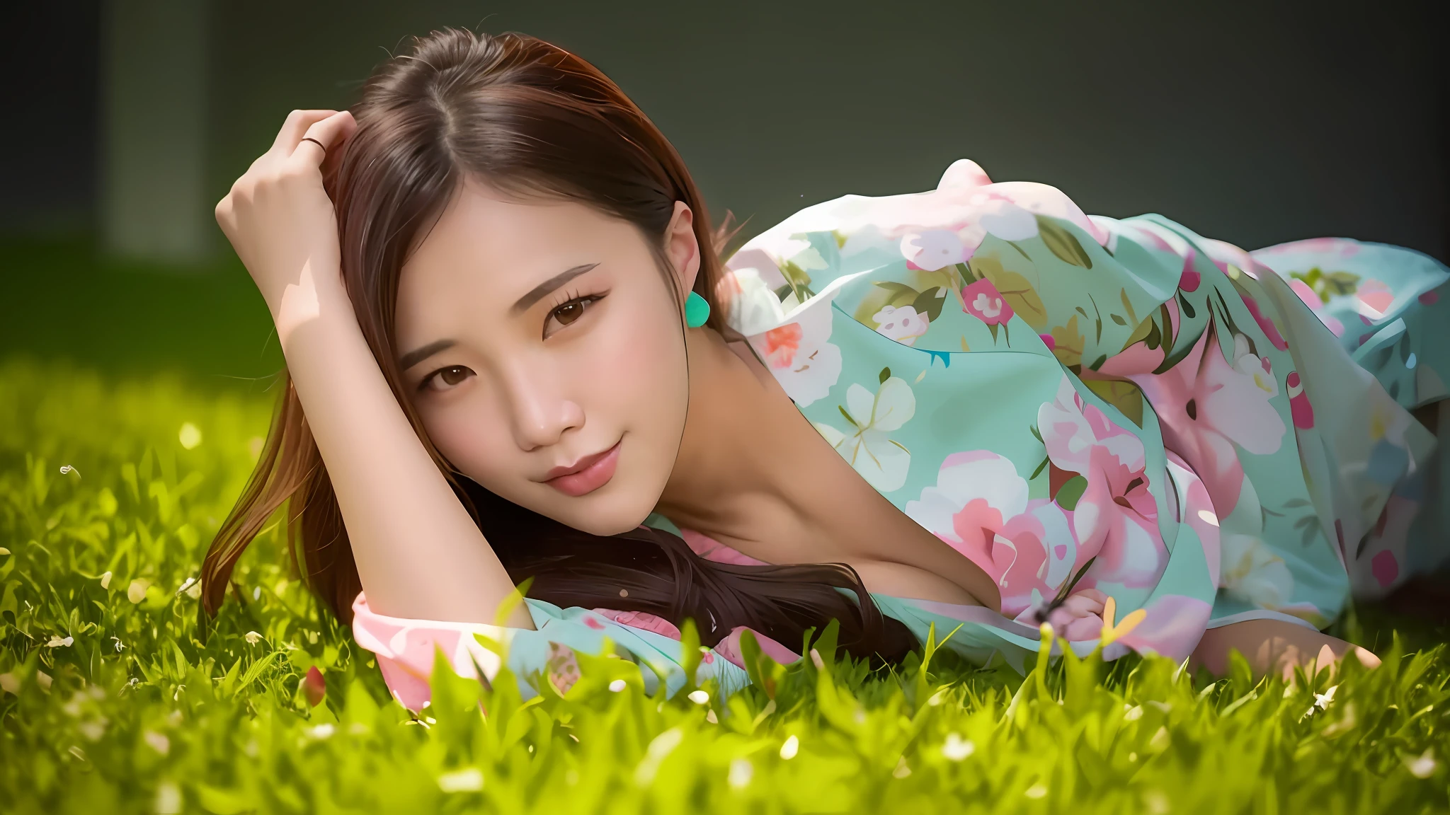arafed asian woman laying on the grass in a floral dress, beautiful south korean woman, chinese girl, chinese woman, beautiful young korean woman, gorgeous chinese model, gorgeous young korean woman, a young asian woman, xintong chen, lovely woman, attractive girl, a cute young woman, an asian woman, beautiful asian woman, attractive and good looking