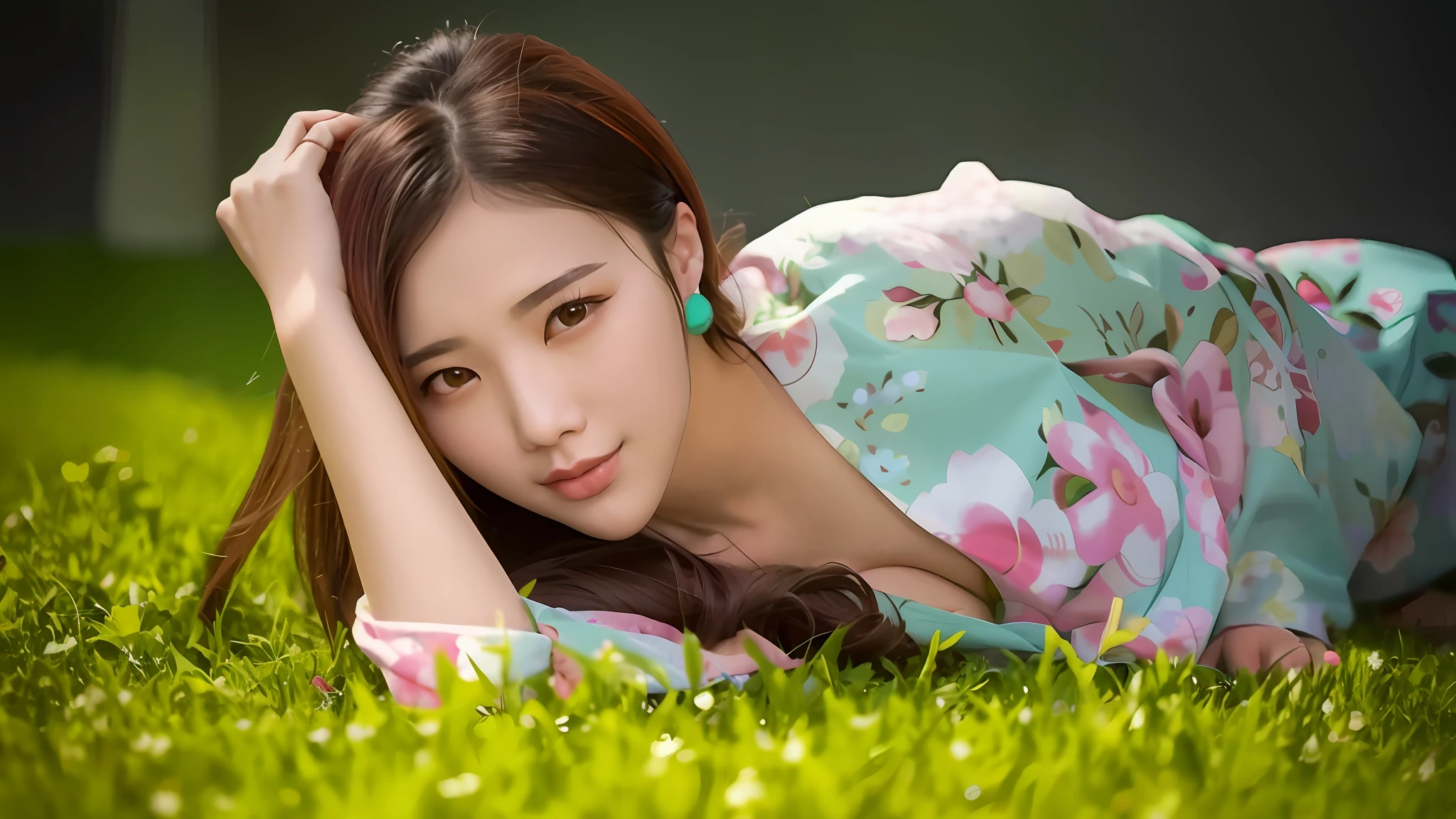 arafed asian woman laying on the grass in a floral dress, beautiful south korean woman, chinese girl, chinese woman, beautiful young korean woman, gorgeous chinese model, gorgeous young korean woman, a young asian woman, xintong chen, lovely woman, attractive girl, a cute young woman, an asian woman, beautiful asian woman, attractive and good looking