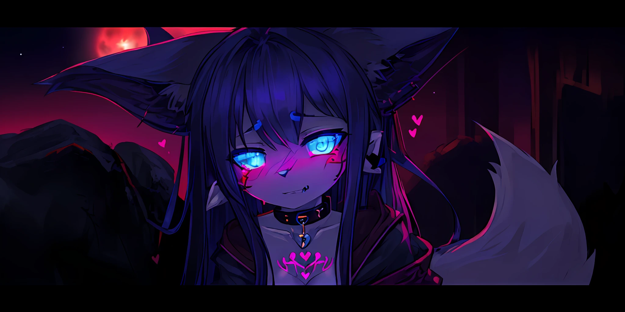 Snow fox, Succubus, Vampire, Deep dark blue hair, Succubus sexual tattoo, Deep dark blue jacket, Demon sexual tattoo, Nude, Deep dark blue Earphones, Young girl, Young, Full body, Fur body, Collar, Long hair, Character, Necklace, Furry, Winter, Space time, Soft, Lofi, Master plece, fox ears, fox ears, shy, shy, sleepy, Surrealism, 8k, super detail, full Succubus sexual tattoo, full Demon sexual tattoo, blue eye, glow eye, succubus sexual tattoo 100%, demon sexual tattoo 100%, shy, vampire tooth, NSFW, glow succubus sexual tattoo,4 fox ears, deep dark blue fox ears, light blue twintails, heart-shaped eyes, 10 year, femboy, shota, succubus tail, cloth glove, succubus of love, star eye, + +, vampire sexual tattoo, vampire tooth 2, blood, blood moon, eat blood, blood bag, wings bat, sexual tattoo hand