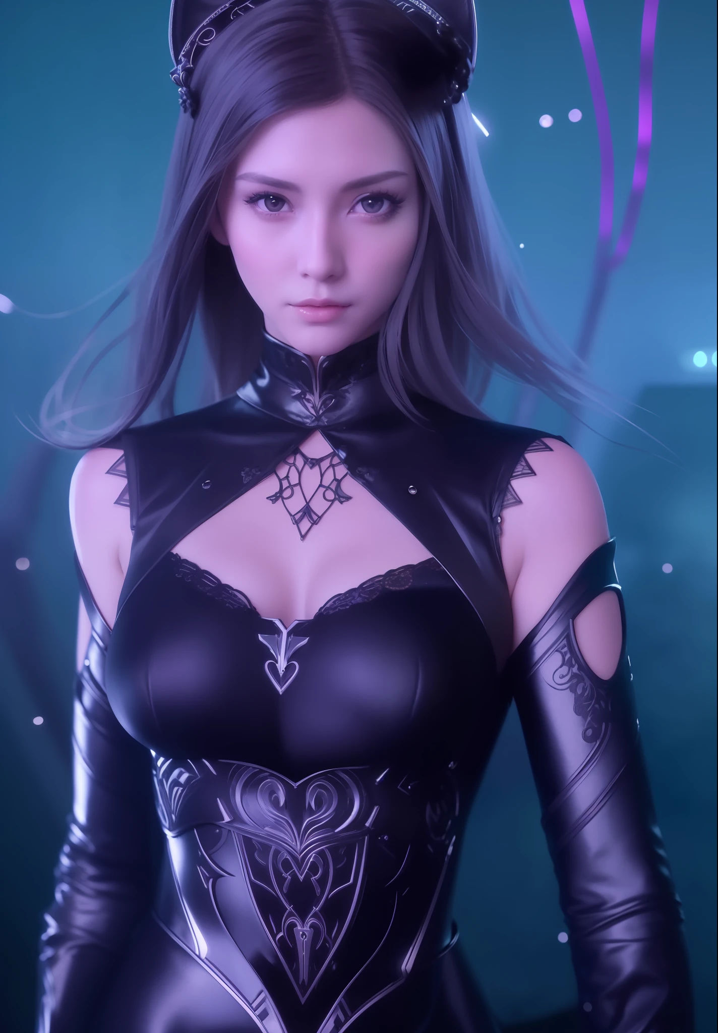 a close up of a woman in a black dress with a cat ears, realistic render character art 8 k, perfect android girl, portrait knights of zodiac girl, artgerm, realistic unreal engine, beautiful female android, realistic character, 8k high quality detailed art, hyperdetailed fantasy character, intricate ornate realistic cgi style