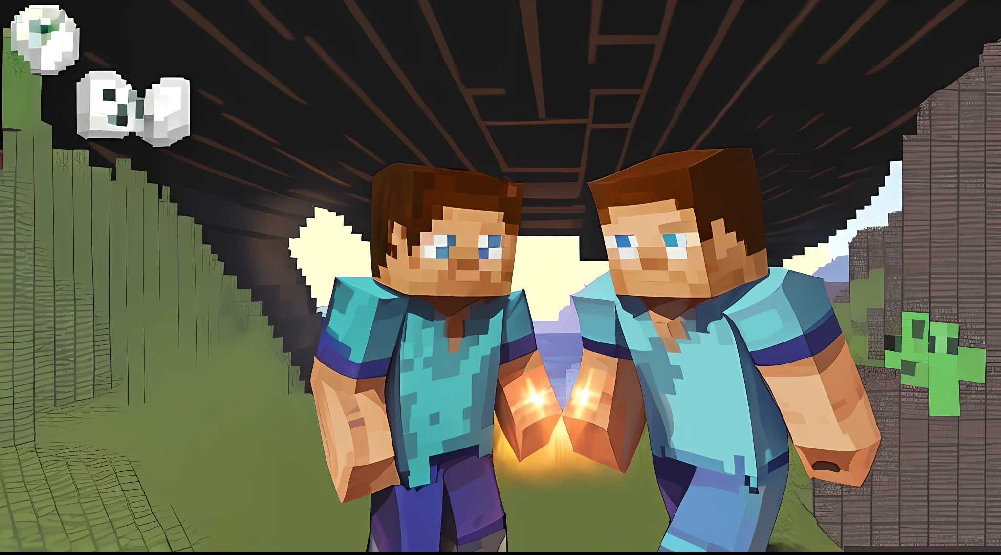minecraft,skin,baldness,black,blue shirt,top of a mountain