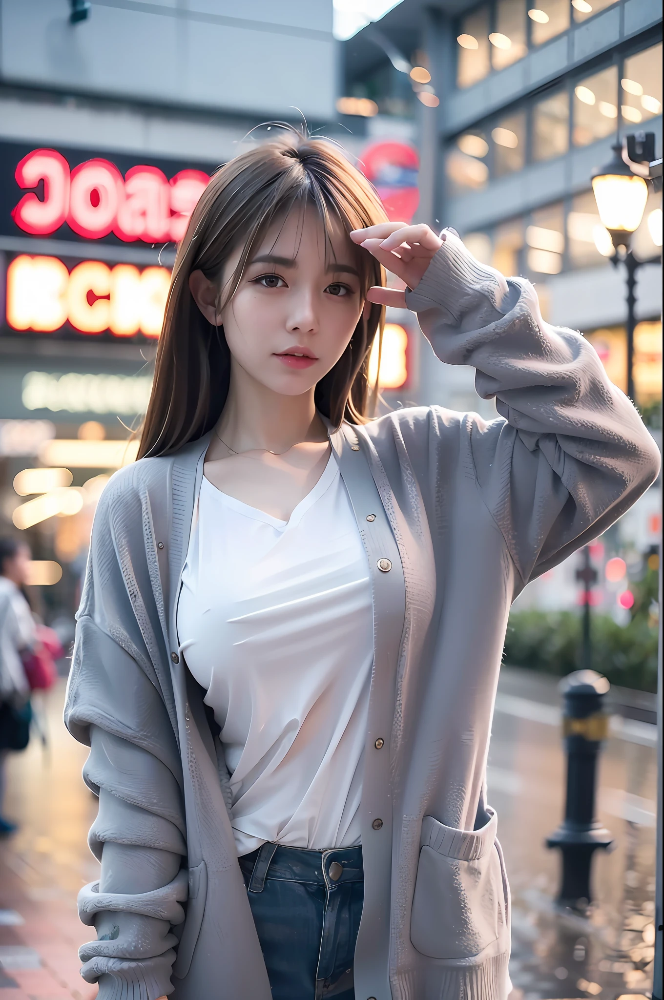 mix4,(8k, RAW photo, best quality, master:1.2), (realistic, photo-realistic:1.37),1girl,cute,cityscape,night,rain,wet,professional lighting,photon mapping,radiosity,physically-based rendering ,