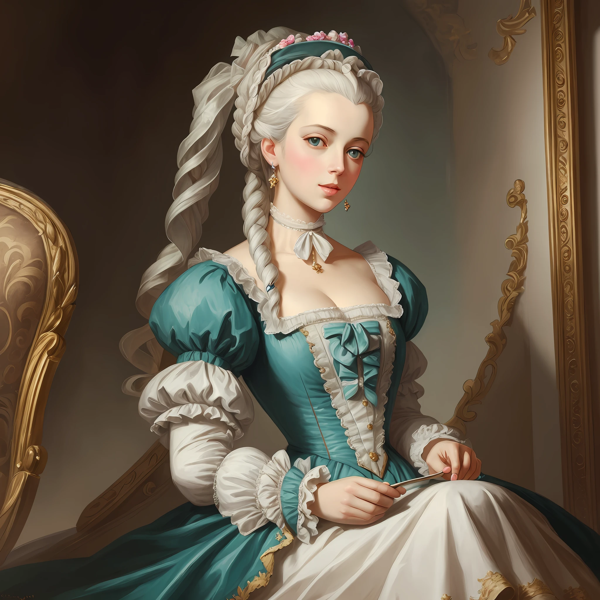Marie Antoinette, Queen of France eating an ice cream, digital painting, realistic, artstation,