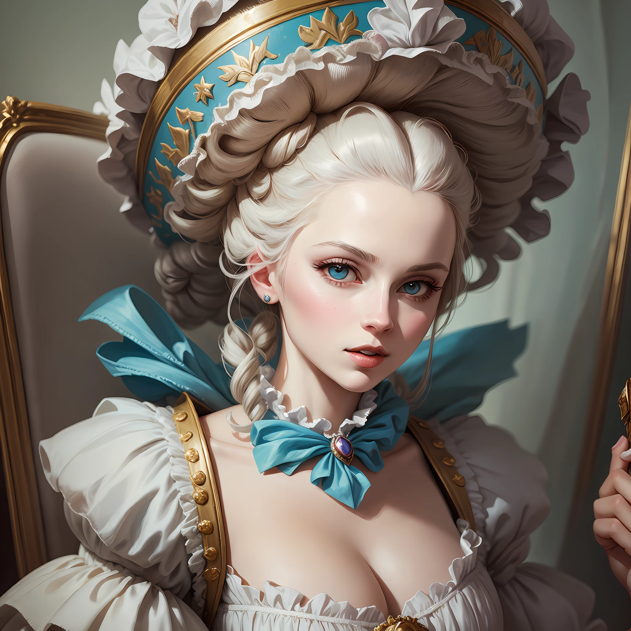 Marie Antoinette, Queen of France eating an ice cream, digital painting, realistic, artstation,