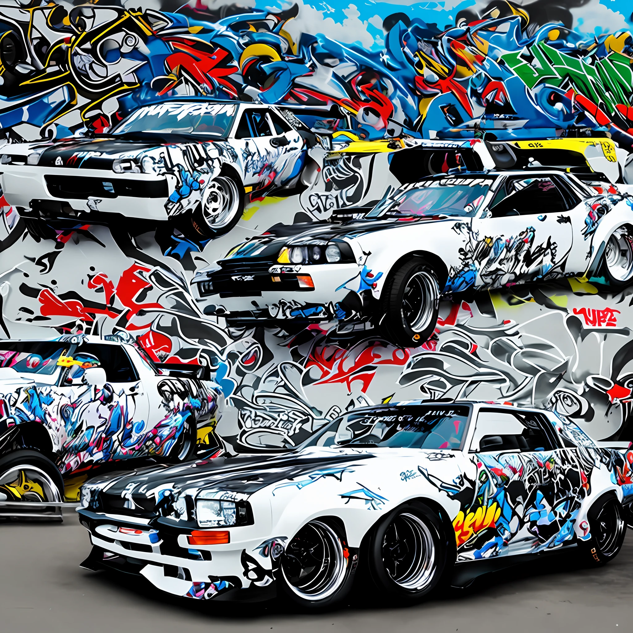 grafitty city cars drift nite guns