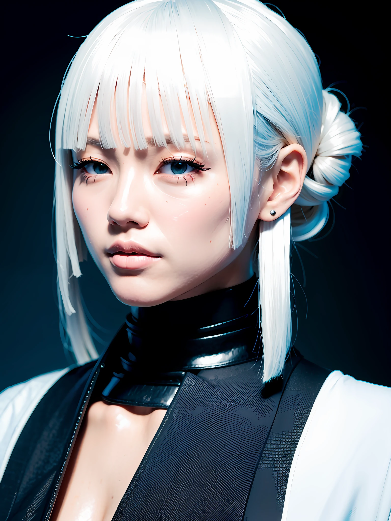 Cyberpunk asian girl whitehair