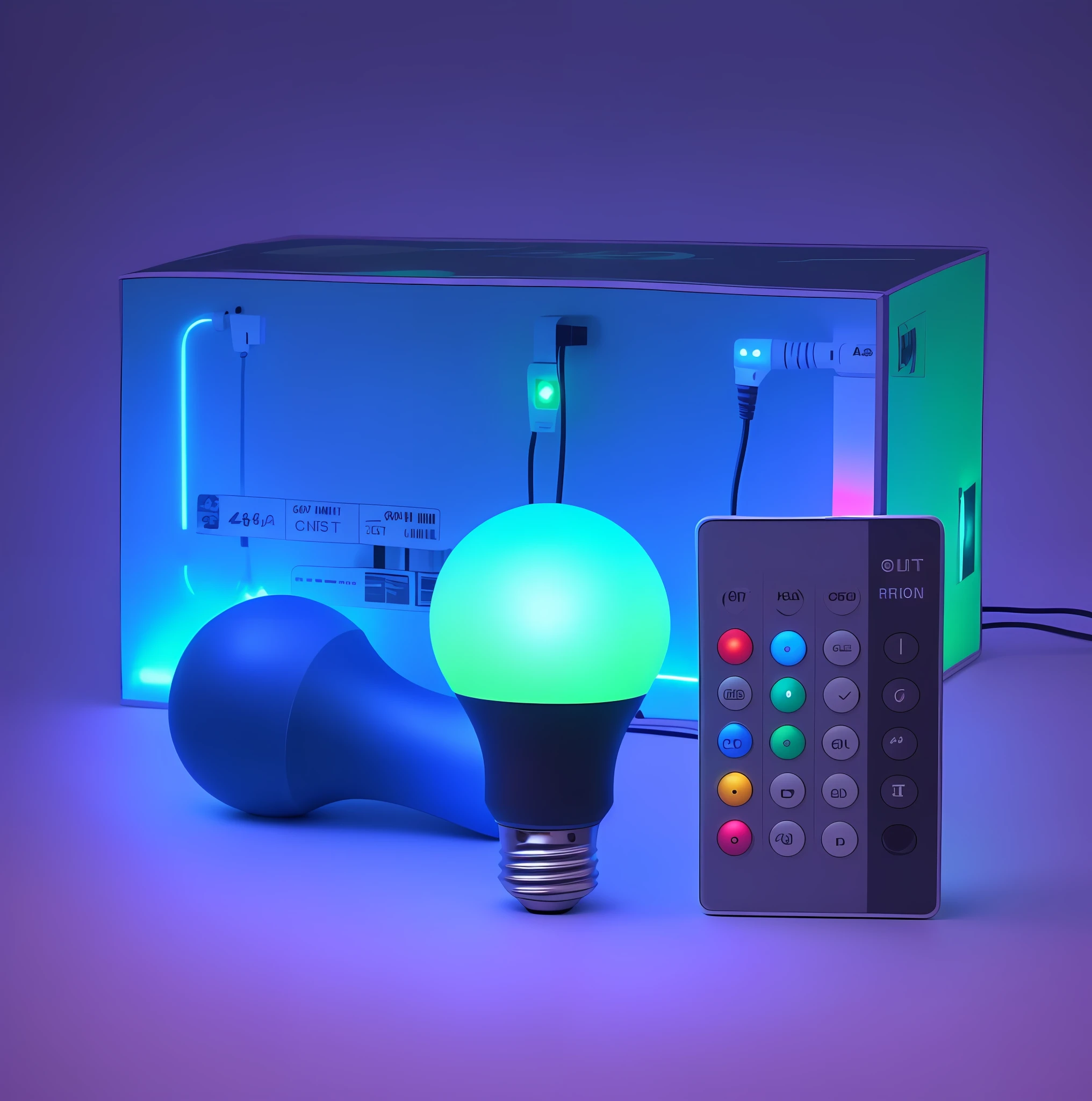 a close up of a light bulb with a remote control, small led lights, rgb led lights, led lamps, led lights, led color, rgb led, colour led, rgb lighting, colorful lighting, led light, led, rgb lights, low key lights, led lighting, colourful lighting, rgb, cool warm lighting, 480p, 4 8 0 p