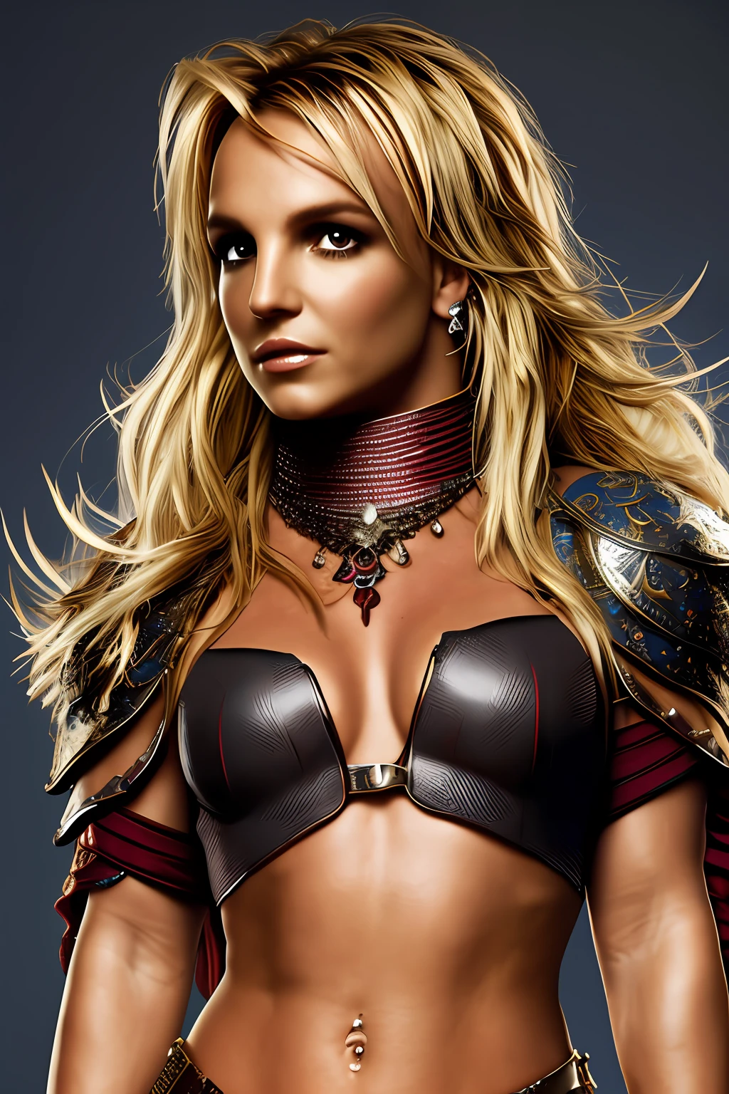 BRITNEY SPEARS photo, 4K texture, high quality, gorgeous hairstyle, warrior outfit, 8k picture, high image quality,