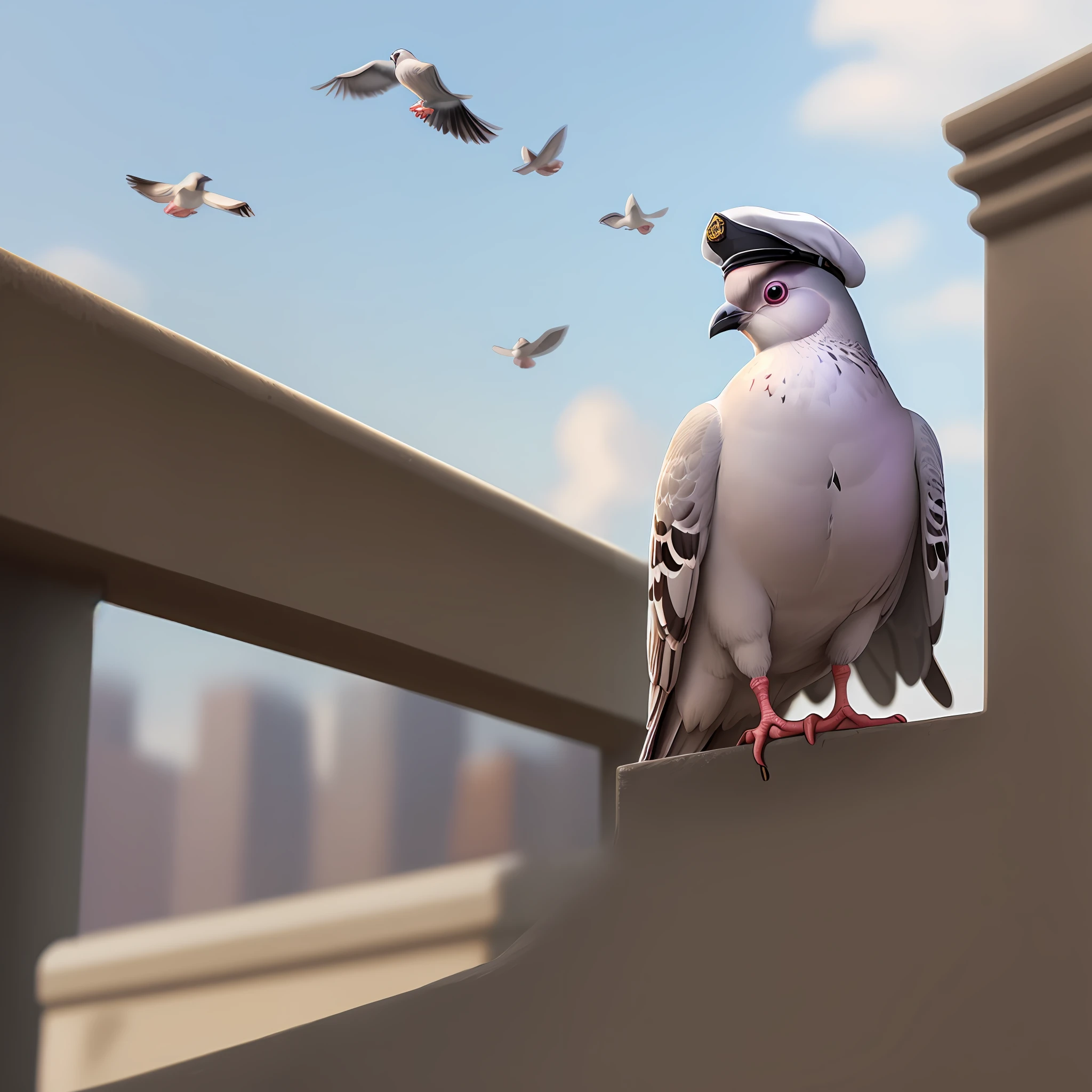 Pigeon with cap