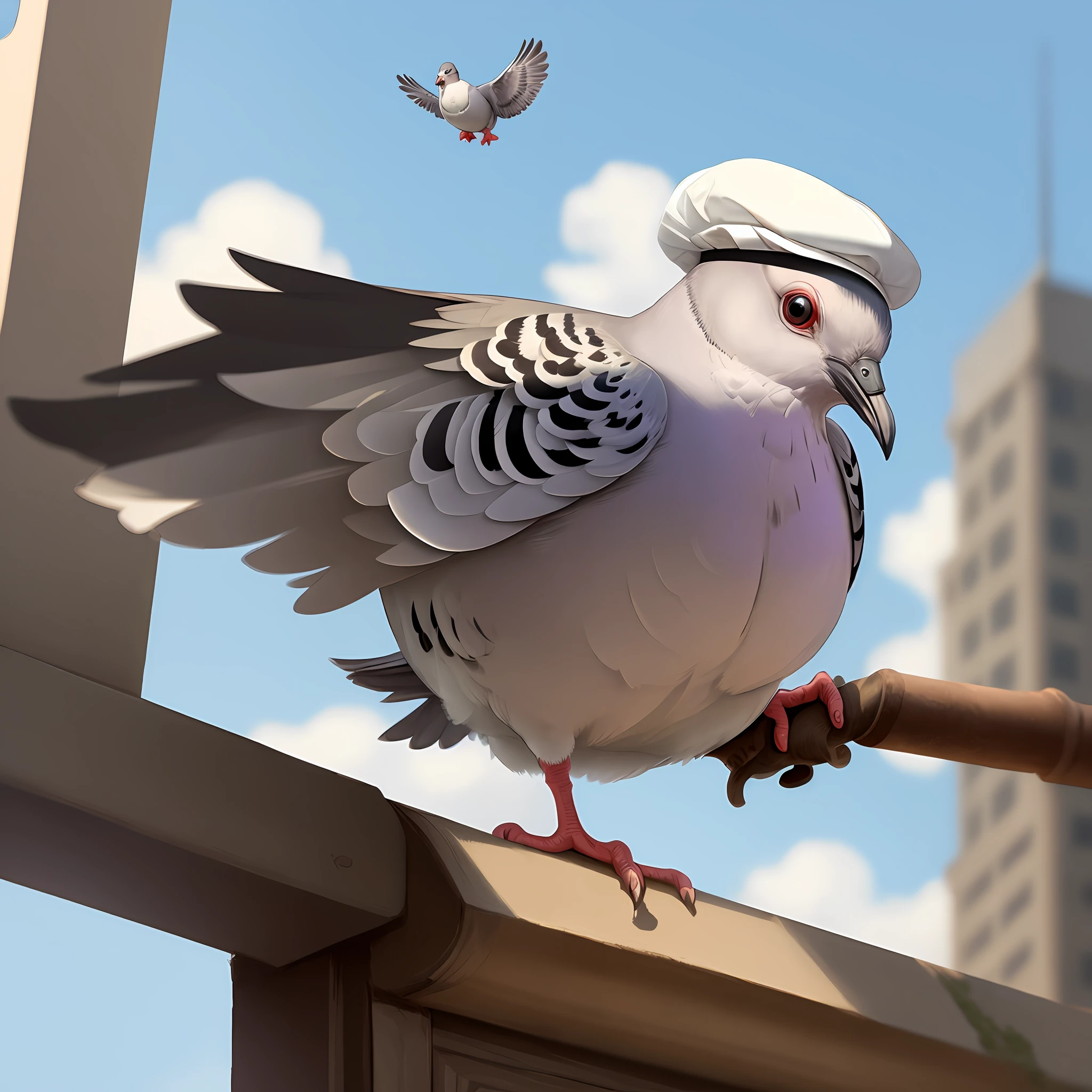 Pigeon with cap