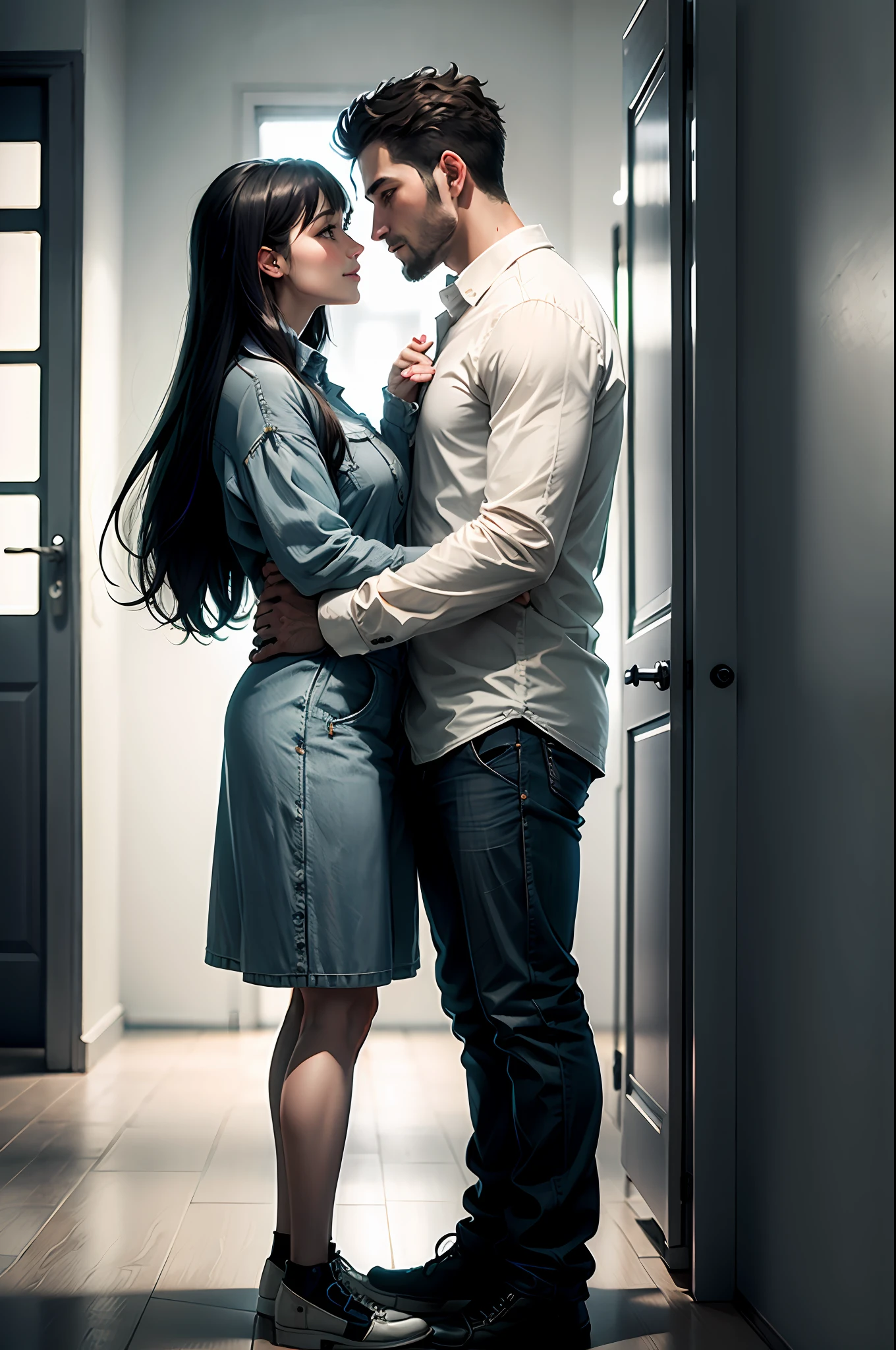 Couple looking at each other
