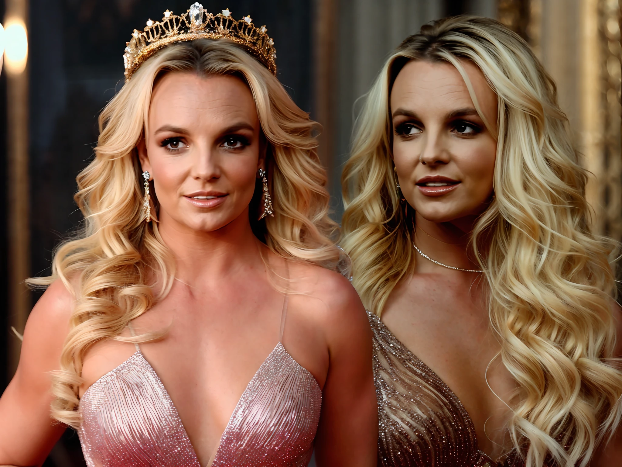 BRITNEY SPEARS photo, 4K texture, high quality, gorgeous hairstyle, 8k image, high image quality, crown, castle, dragon, queen dress