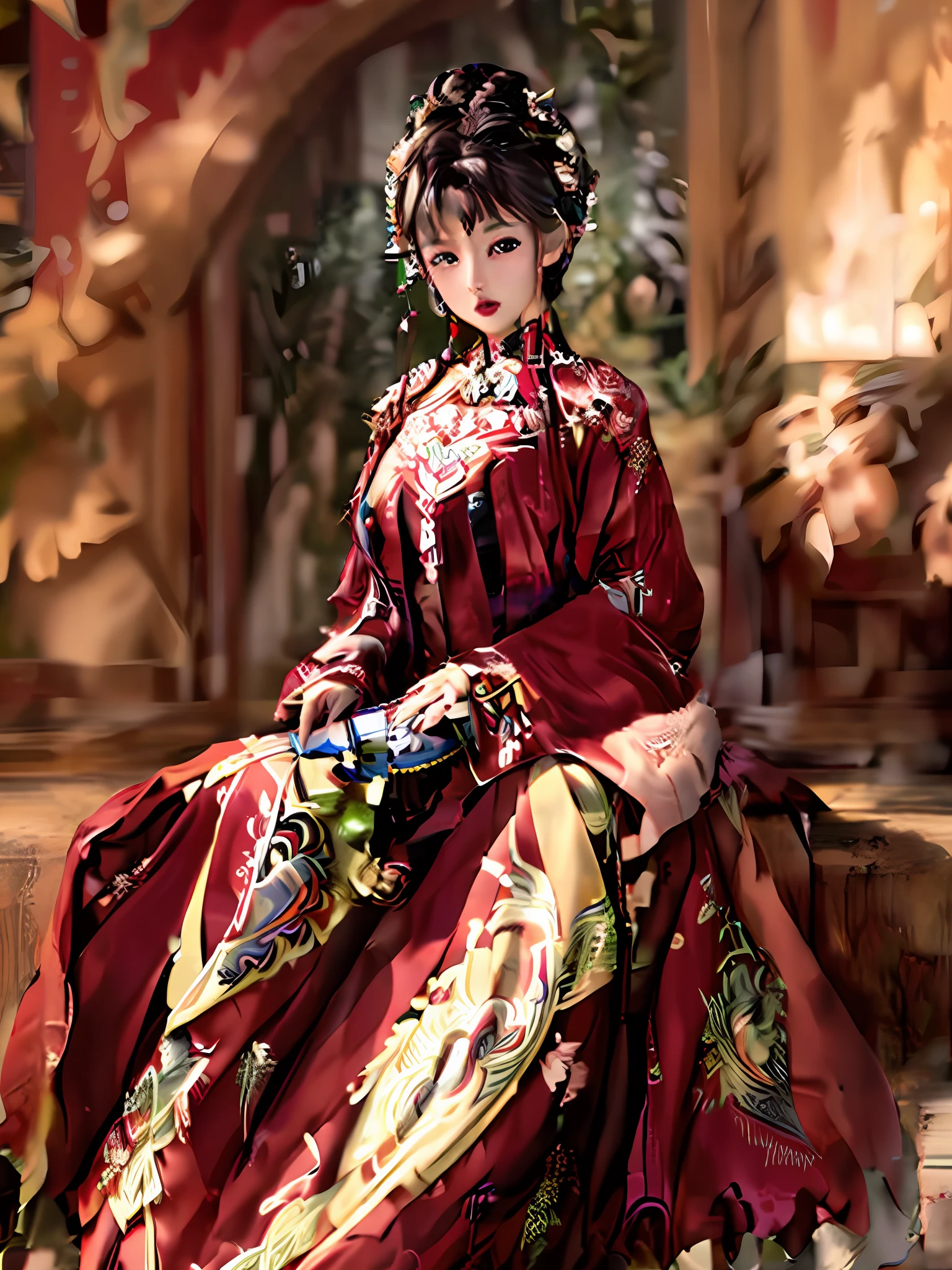 raw photo, ((masterpiece, best quality)), ultra-detailed, highres, colorful, intricate detail, ray tracing, Depth of field, (realistic, photo-realistic:1.37), best quality, fine detailed , highres, colorful, intricate details, ray tracing, depth of field, beautiful details eyes, detail hair, guido daniele hands, ((masterpiece, best quality)), (detailed skin), (detailed facial features)), fine details, high resolution, colorful, complex details, (sharp outlines), cinematic shadows, ultra-realistic 8k cg, unparalleled masterpiece, absurd, extraordinary, incredible, exquisite, sensational, Perfect artwork, perfect female image, perfect anatomy, ultra-anatomy, full body shooting, wide field of view, head to toe, {1girl, ivy valentine, (extremely beautiful mature woman), short hair, big breasts, cleavage}, looking at the audience, solo, evil and cold, (evening dress: 1.5), palatial interior hall chandelier,