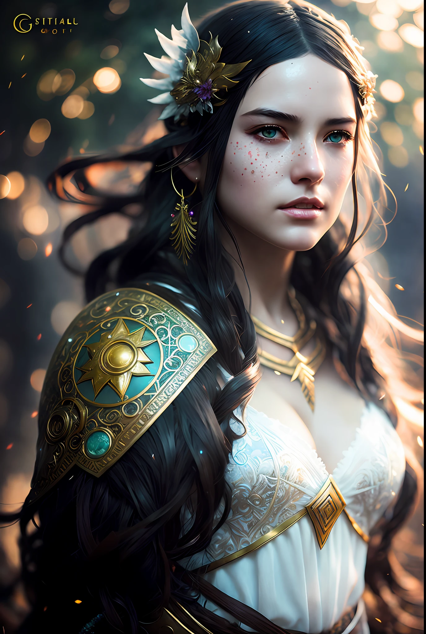 Realistic cosplay facial portrait painting of a beautiful rpg champion, pastel colors, intricate details, fantasy, universe, intricate magic embroidery, highly detailed hair, highly detailed eyes, tense face, [elden ring|d &amp; d] concept art, rpg portraits, octane rendering, cinematic lighting, (soft shadows: 1.2), closeups, depth of field, splash art, art by wlop and greg rutkowski