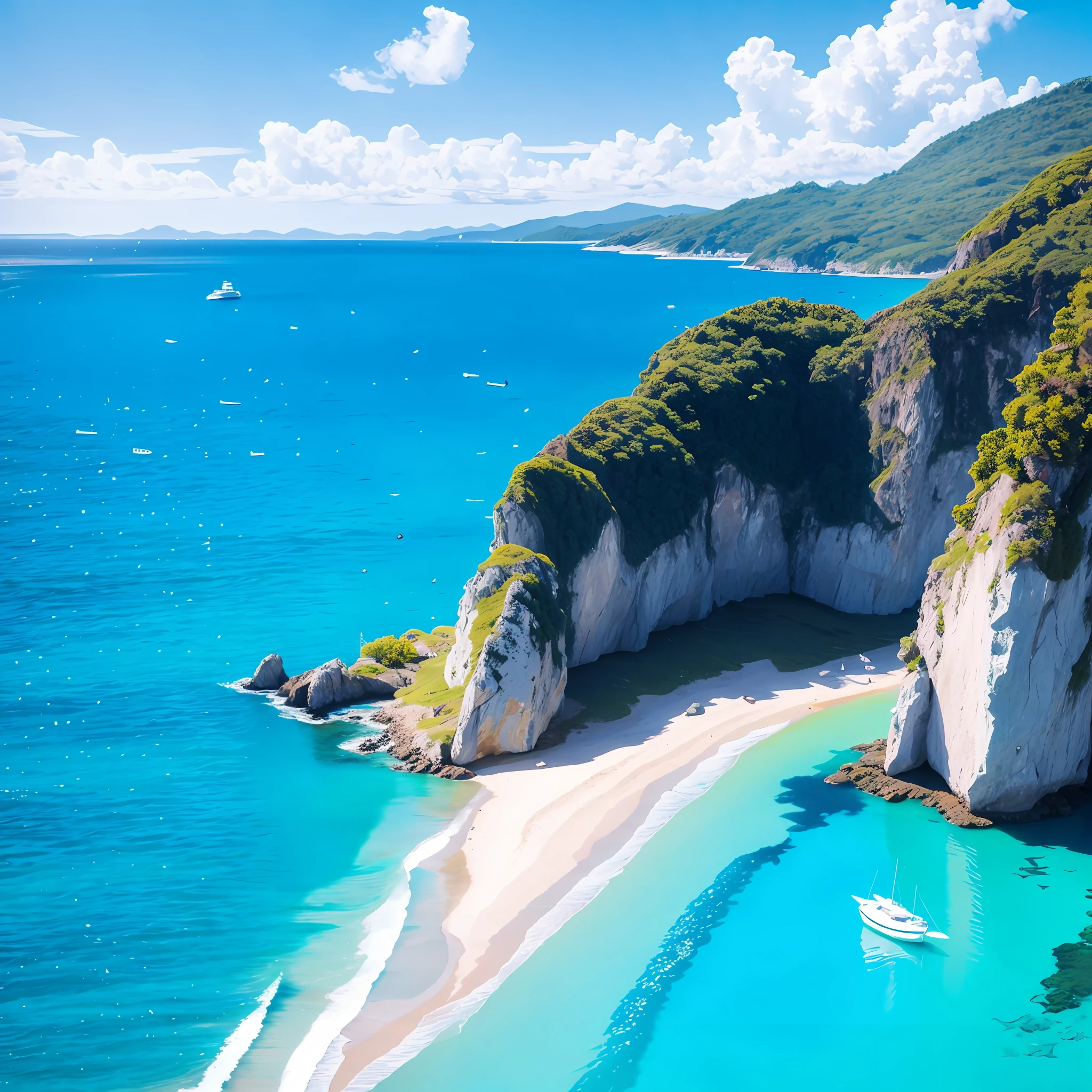 blue sea, blue sky