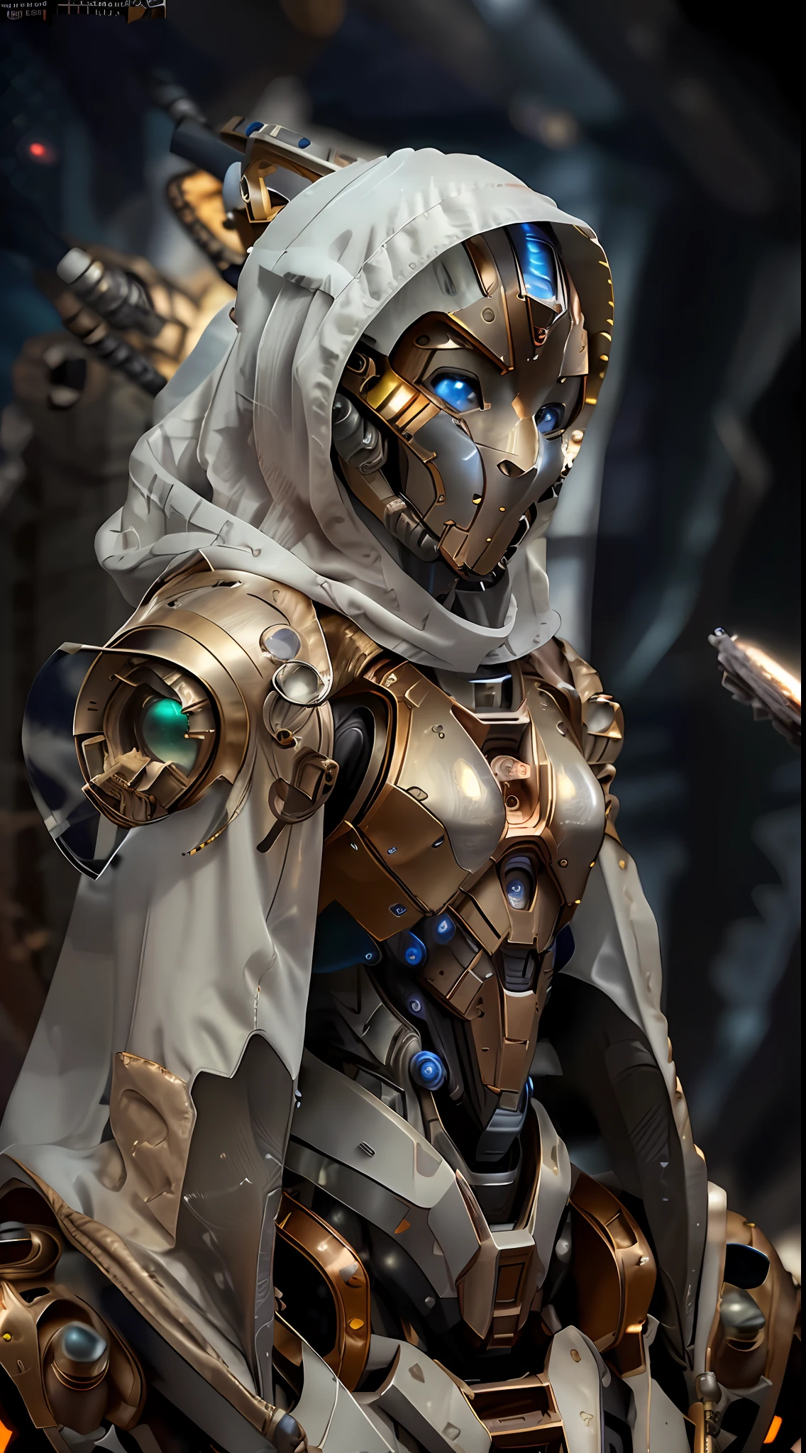 a man in a space suit standing in the desert, polycount contest winner, afrofuturism, 8k detail, wearing sci - fi cloak with hood, anfas portrait of a mech warrior, 8k octae render photo, retrofuturistic female android, red desert mars, detailed armor with white scarf, shading unreal engine 5
