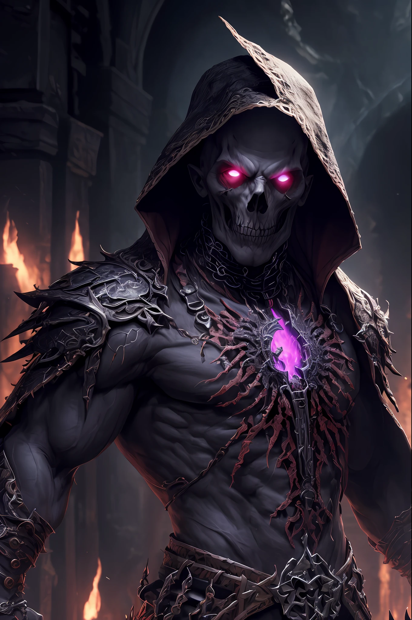 (extremely detailed 8k wallpaper), a medium shot photo of a fearful necromancer, intricate, high detail, dramatic