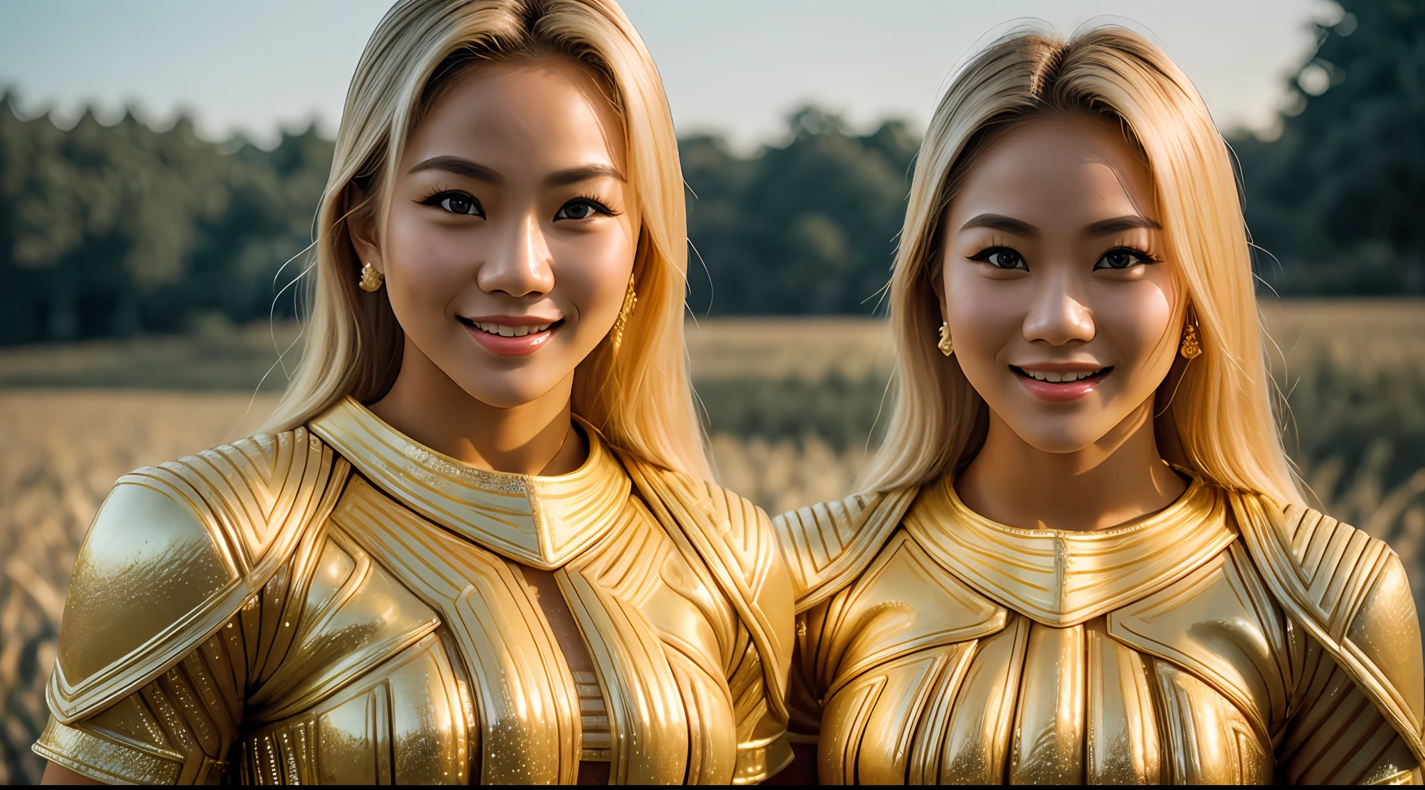 young beautiful Thai woman, blond hair, bodybuilder physique, dress as police woman, masterpiece, best quality, ultra-detailed, solo, outdoors, (night), cheerful, happy,  (look at viewer:1.2) (skin texture) (film grain:1.3), (warm hue, warm tone)
