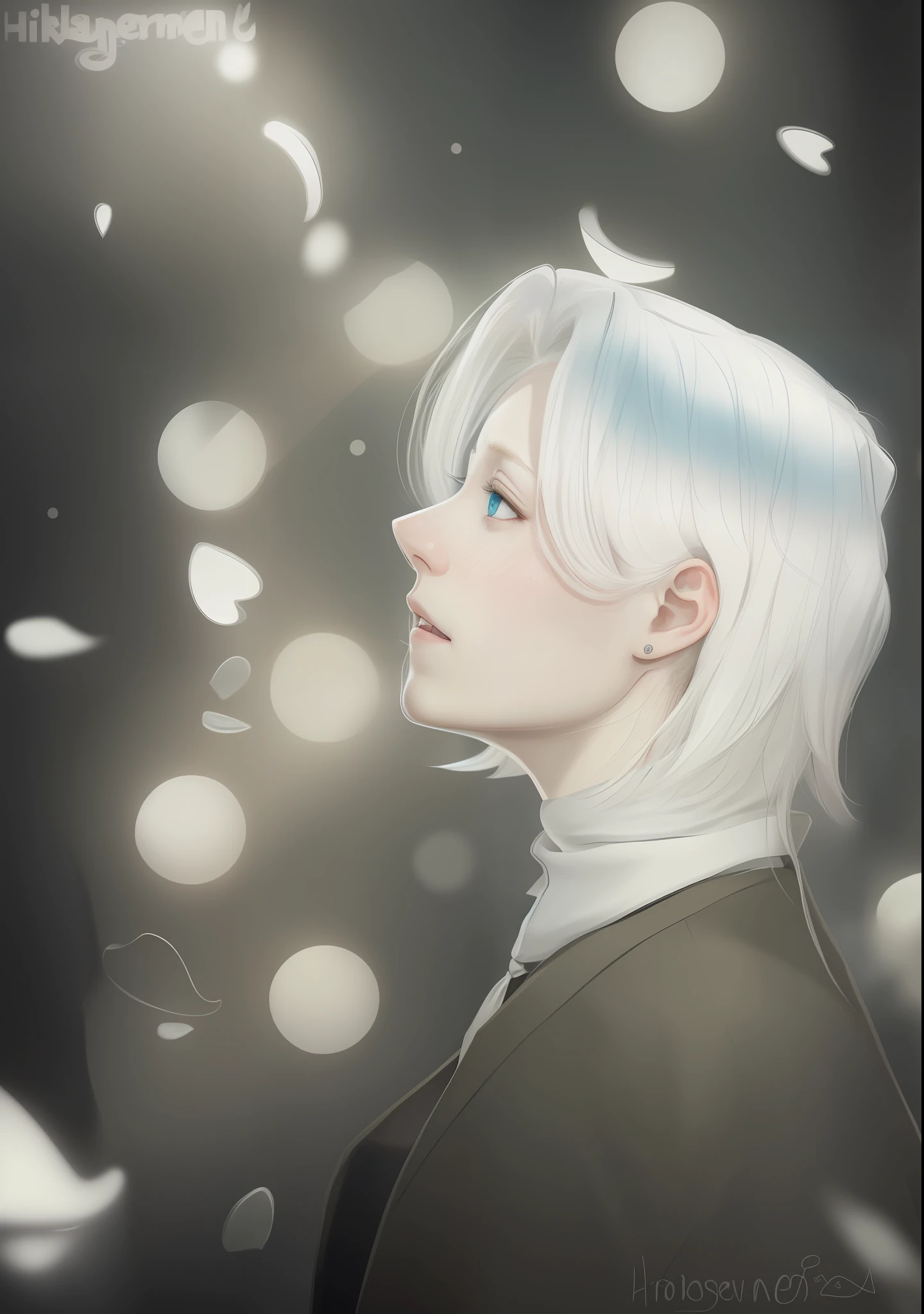 Joseph was a 27-year-old albino man, average 1.89, had a worked body and very pale skin. In addition, his eyes had heterochromia, the right was blue, and the left, green, however, this was covered by a lock of his long hair. She had long hair, probably a little below her shoulders, yet she wore it tied in a low ponytail that rested on her left shoulder. Anime.
