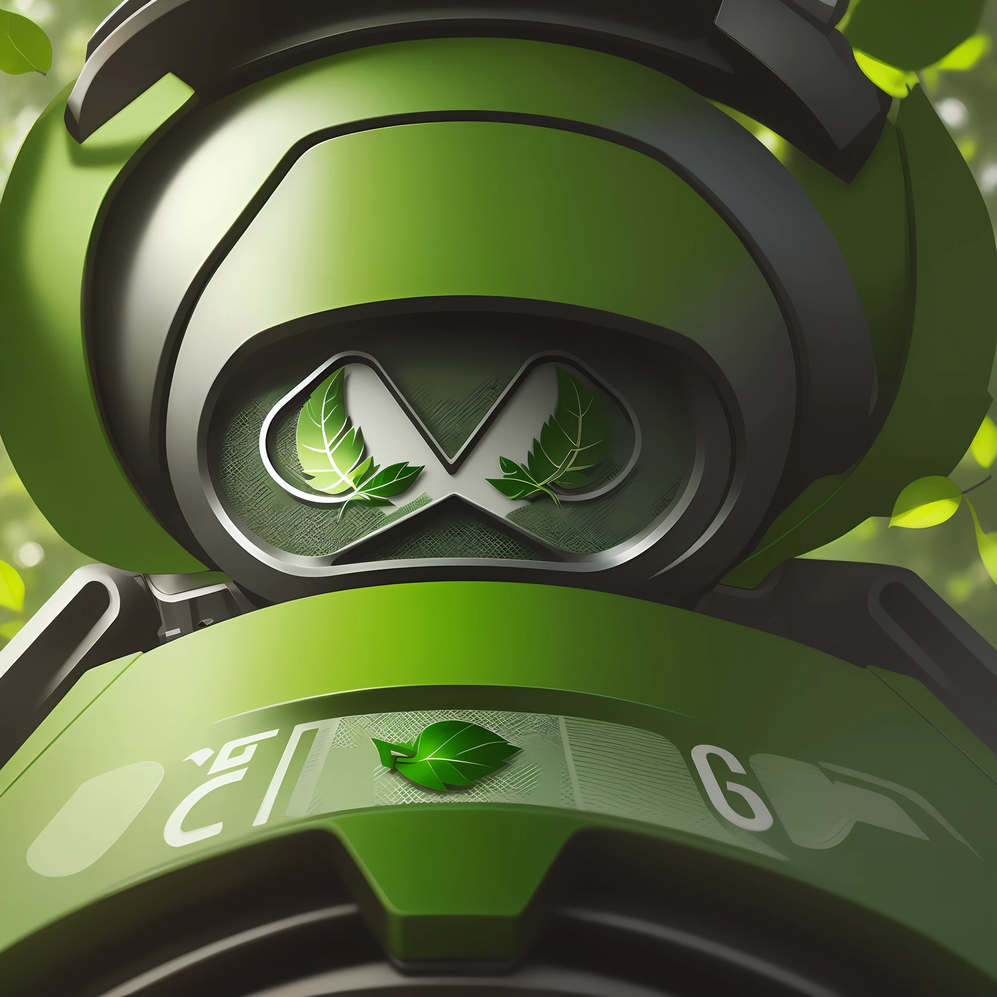 A logo, green leaves, sense of technology, lines