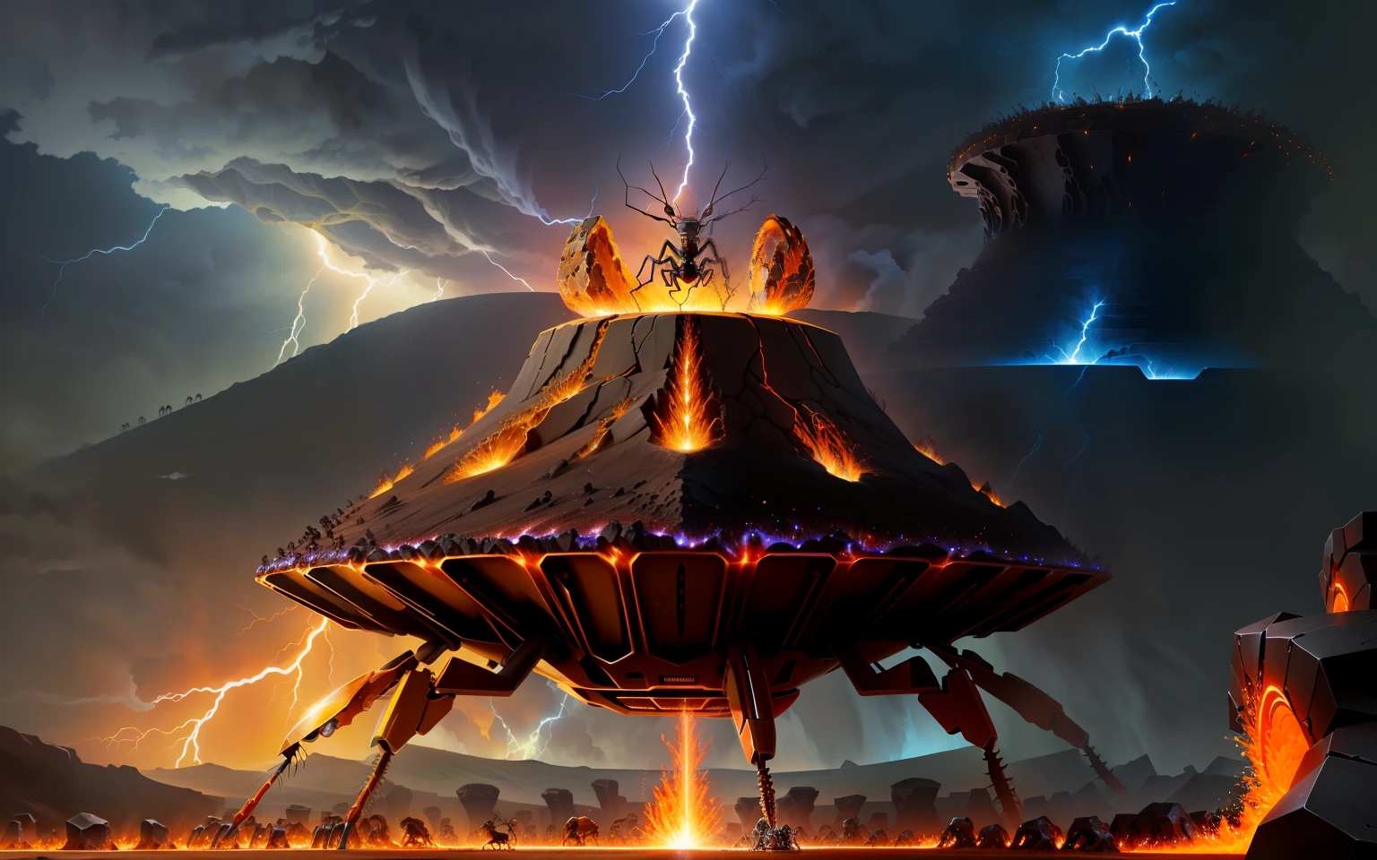 ant on anthill strong made lava stand up thunder