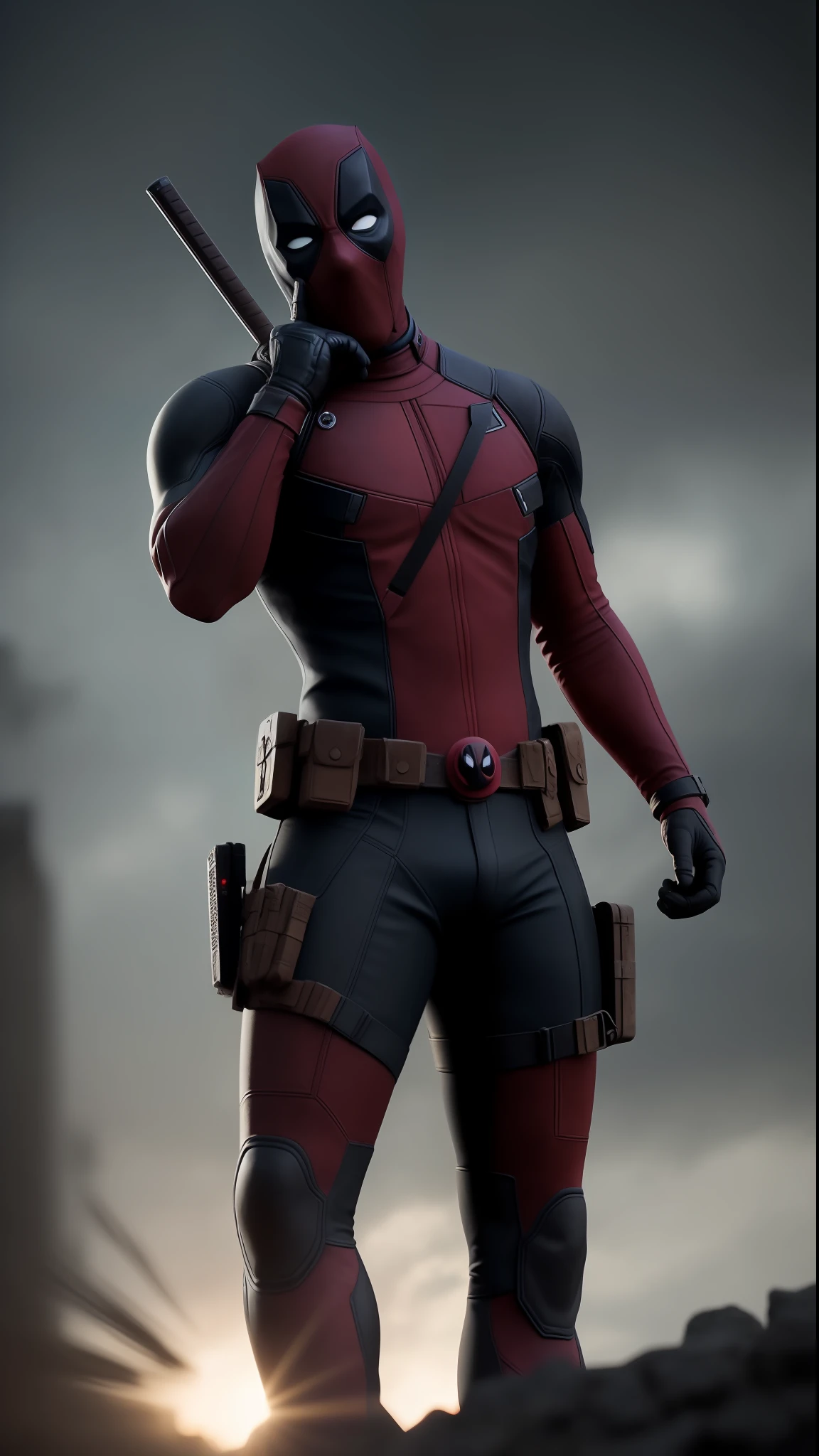 Deadpool, Action Pose, Epic Scene, Many Fine Details, Movie Style, Photography, Natural Textures, Natural Light, Natural Blur, Photo Realism, Cinematic Rendering, Ray Tracing, Top Quality, Highest Detail, Cinematic, Blur Effect, Long Exposure, 8K, Ultra-HD, Natural Light, Moody Lighting, Cinematic Lighting, Hyper Realistic, Vibrant, 8k, Detailed, Ultra Detailed,