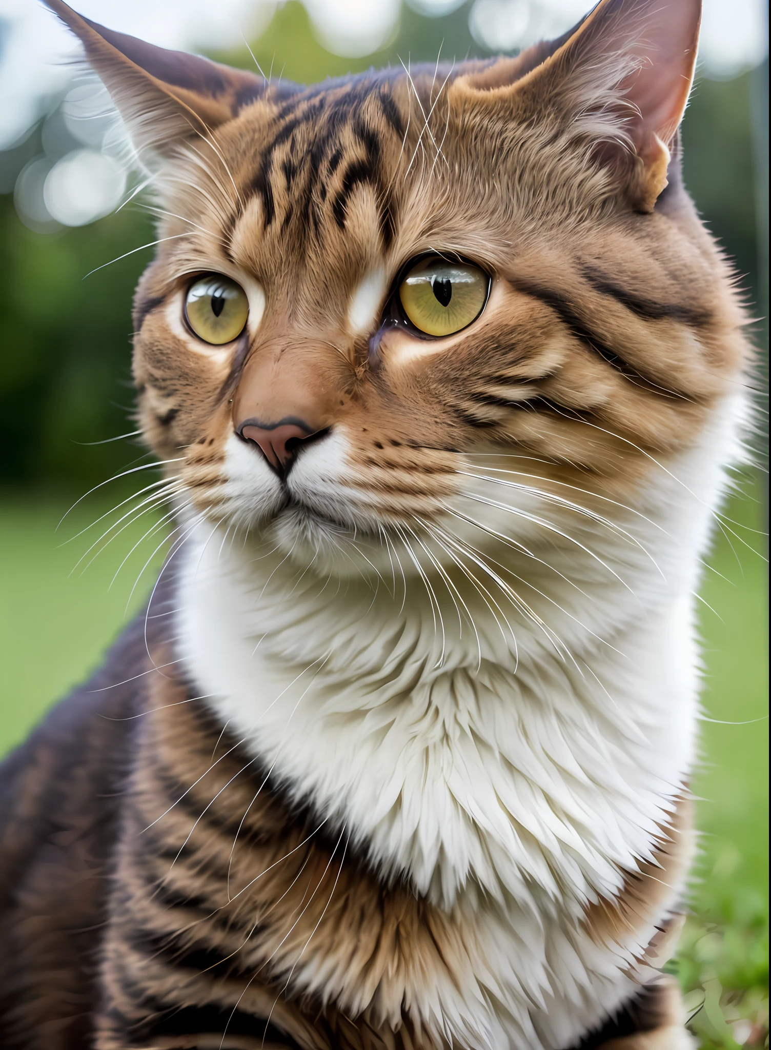 Close-up portrait of beautiful buster cat (severe: 1.2) Appearance (bright side light, edge light: 1.2), fluffy, deep shadows Dramatic camera angle High contrast color grading (Masterpiece: 1.2) (Realistic: 1.2) (Bokeh: 1.2) (Best quality) (Detailed skin: 1.3) (Intricate details) (8K) (High Dynamic Range) (Cinematic lighting) (Clear focus) (Full body composition)